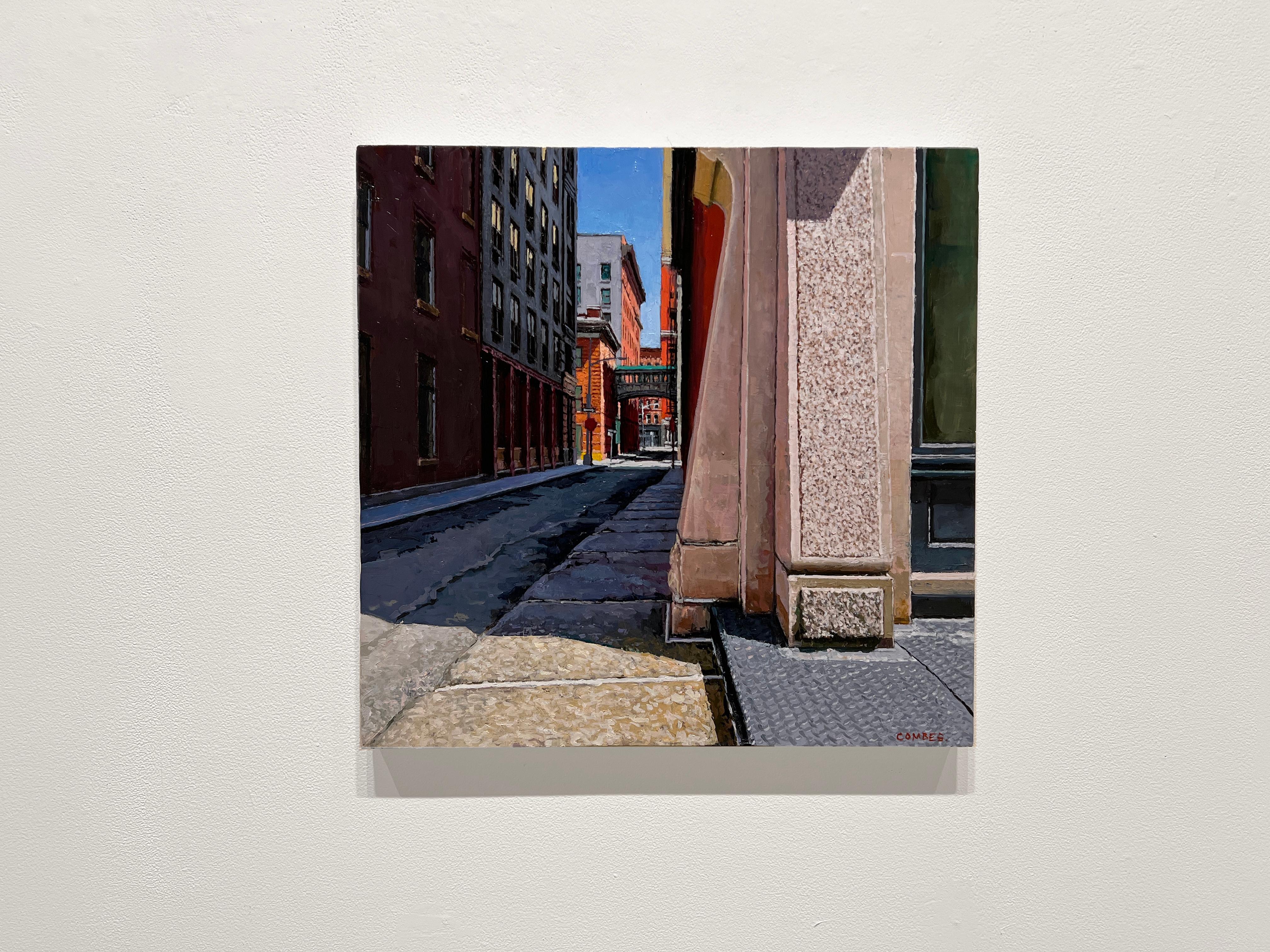 TRIBECA SHADOWS - Realist City painting, NYC - Painting by Richard Combes