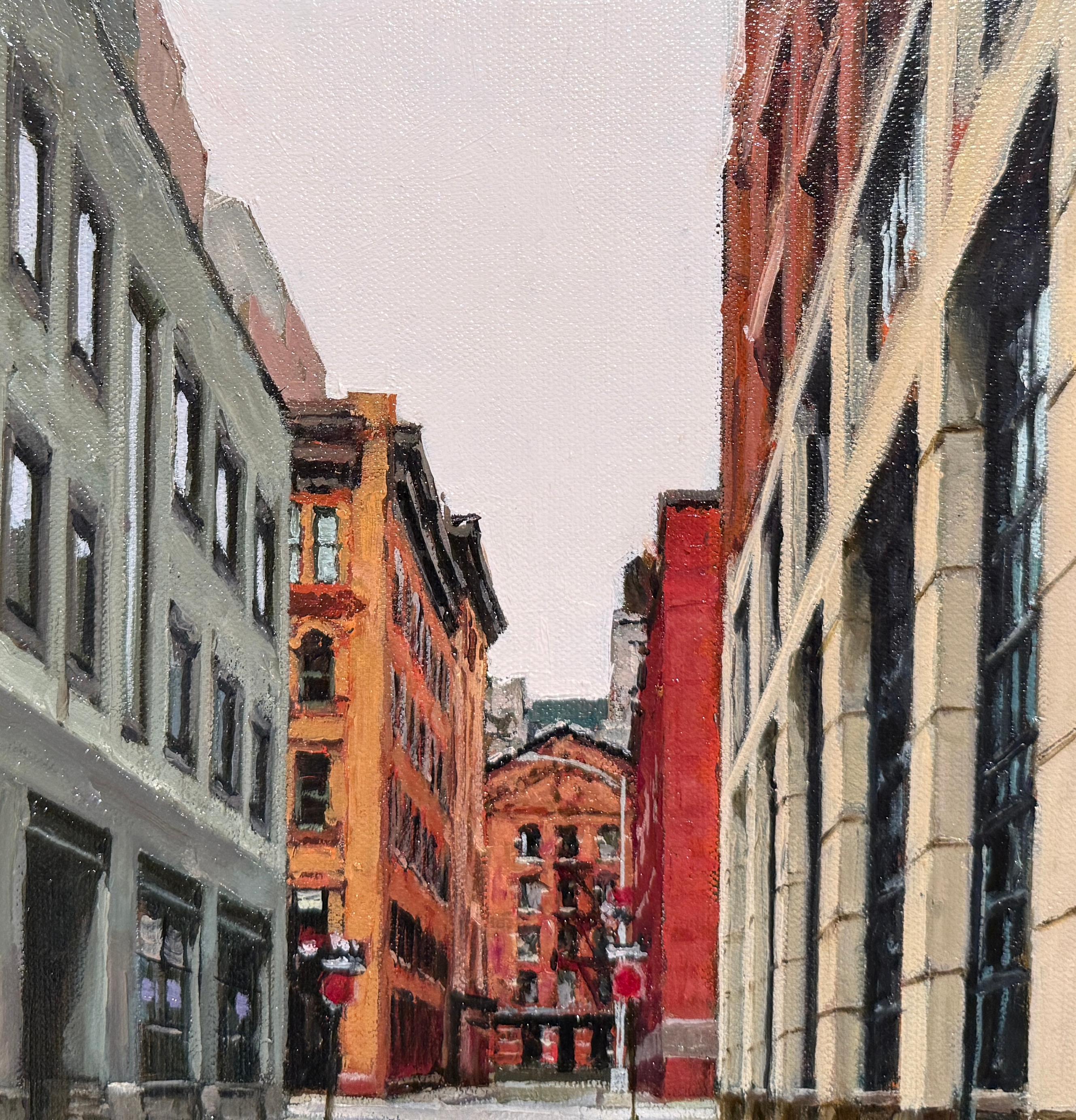WET STREET MANHATTAN - Paysage urbain, Réalisme, New York City en vente 3