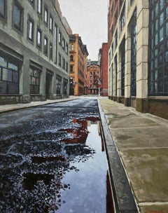 WET STREET MANHATTAN - Cityscape, Realism, New York City