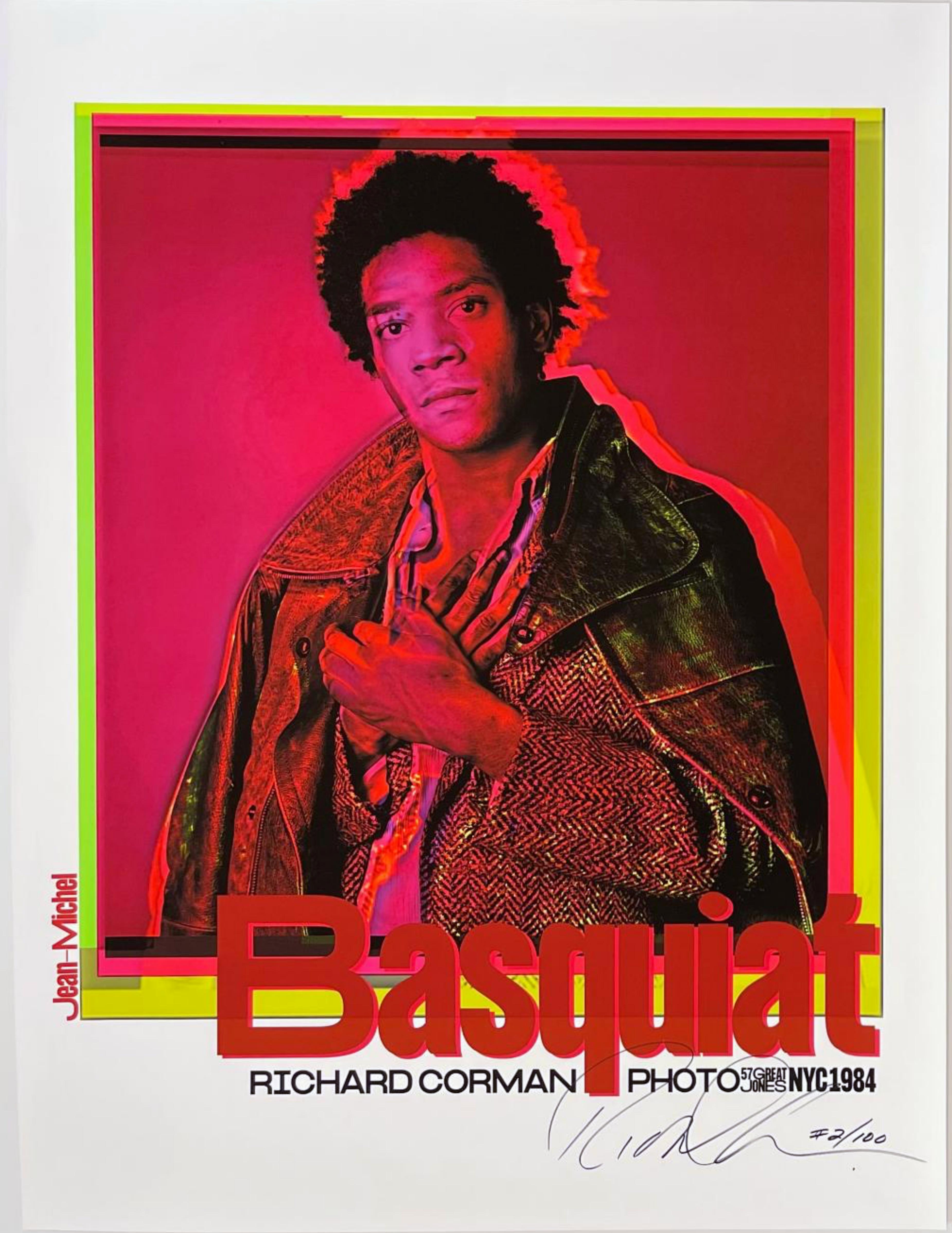 Richard Corman
Jean-Michel Basquiat 1984 (rot), 2020
Offsetlithografie-Plakat auf farbigem Archivierungspigmentpapier
Signiert und nummeriert 2/100 von Richard Corman mit silbernem Edding auf der Vorderseite
32 × 24 Zoll
Ungerahmt
Dieses