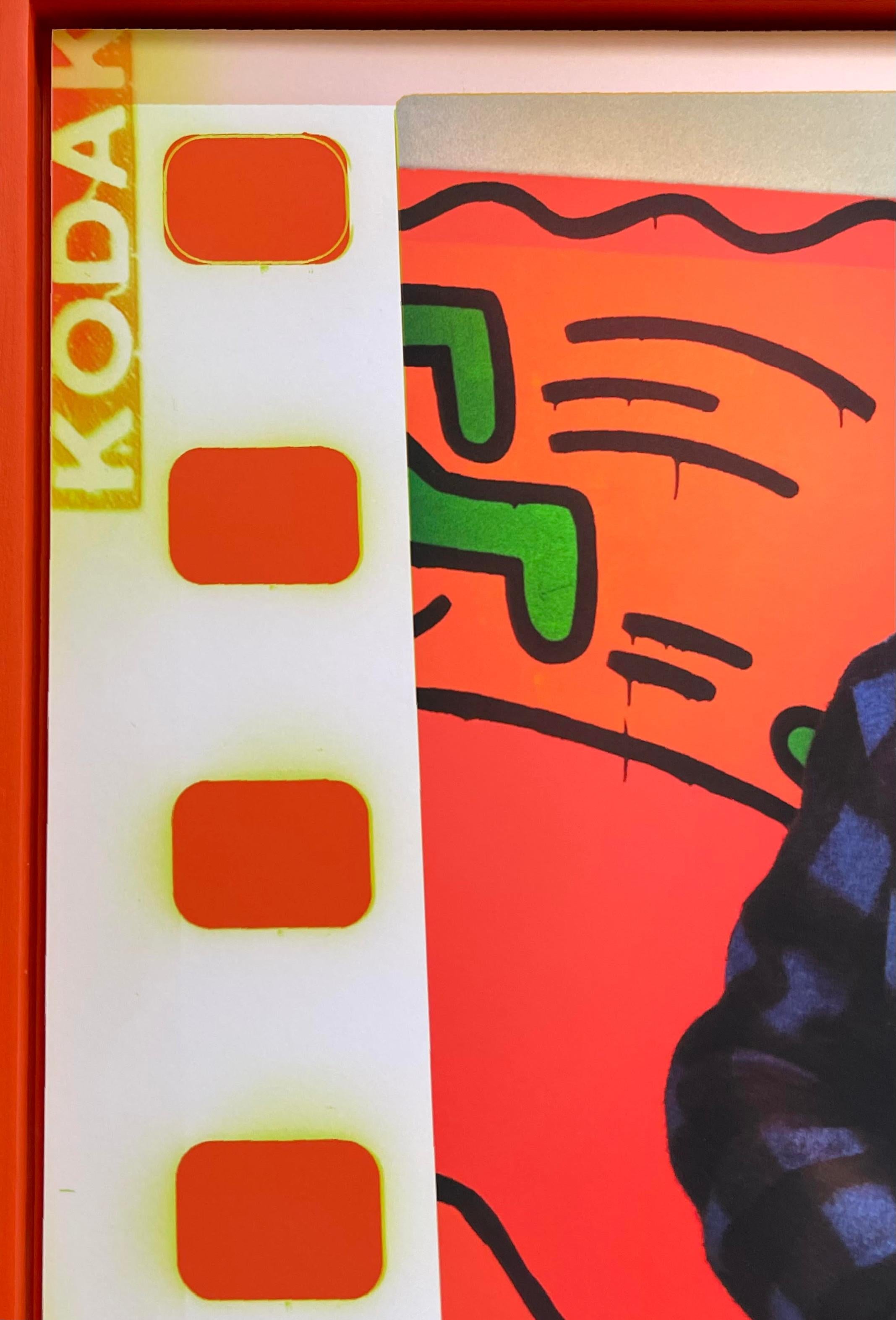 Keith Haring 1 - NYC, 1985 firmado a mano, numerado dos veces; marco de madera pintado a mano en venta 8