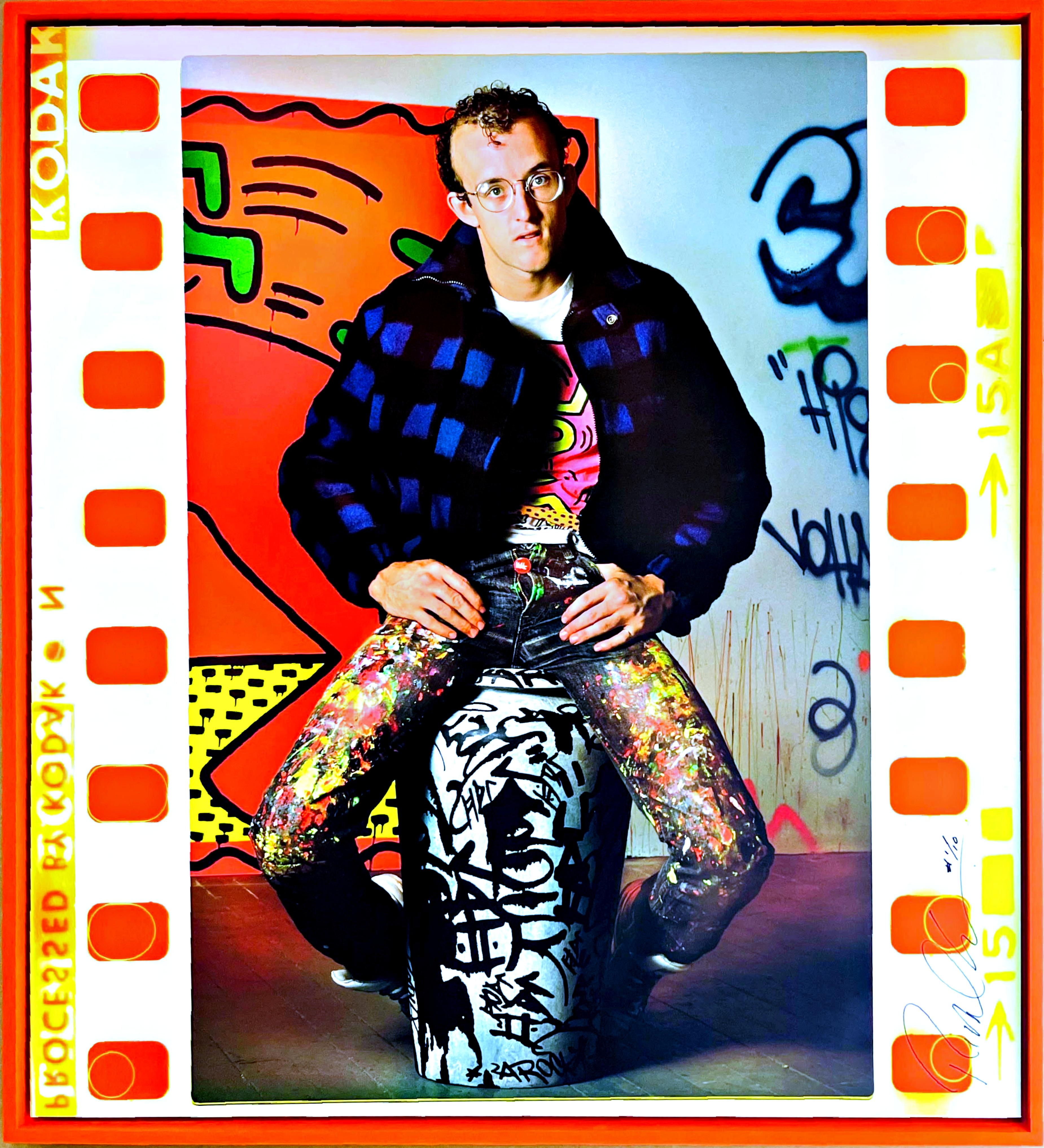 Keith Haring 1 - NYC, 1985 hand signed, numbered twice; hand painted wood frame