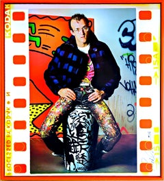Keith Haring 1 - NYC, 1985, signé à la main, numéroté deux fois ; cadre en bois peint à la main