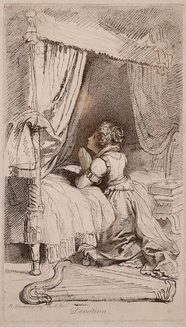 Richard Cosway RA - Framed Early 19th Century Stipple Engraving, Devotion For Sale 1