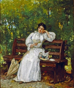 19th Century portrait of a Woman titles "A Quiet Afternoon in the Park"