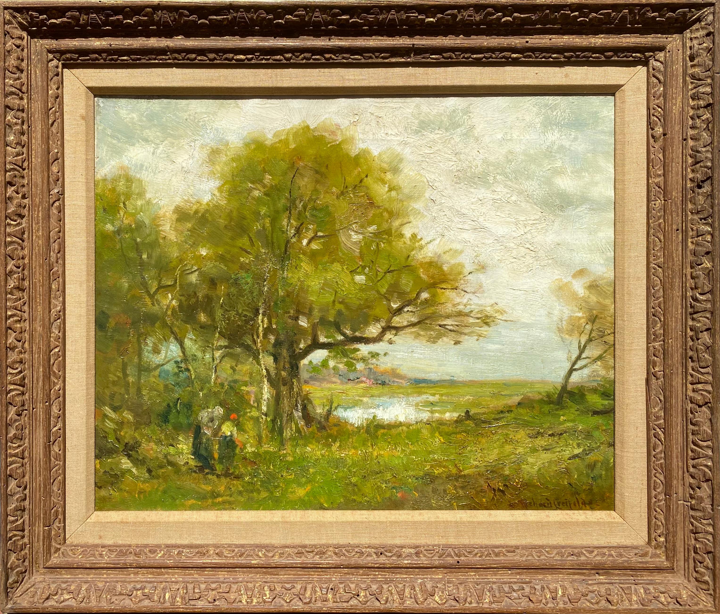 “Figures by the Pond” - Painting by Richard Creifelds