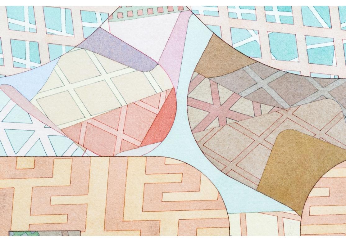 Richard D. Rush MCM Geometric Watercolor Titled Jati, 1970 For Sale 3