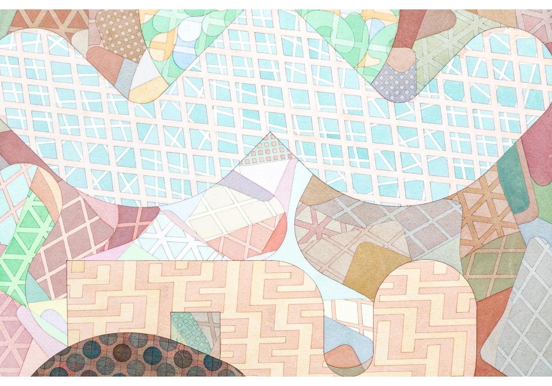 Richard D. Rush MCM Geometric Watercolor Titled Jati, 1970 For Sale 5
