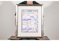 Richard D. Rush MCM Geometric Watercolor Titled Lakes And Madders