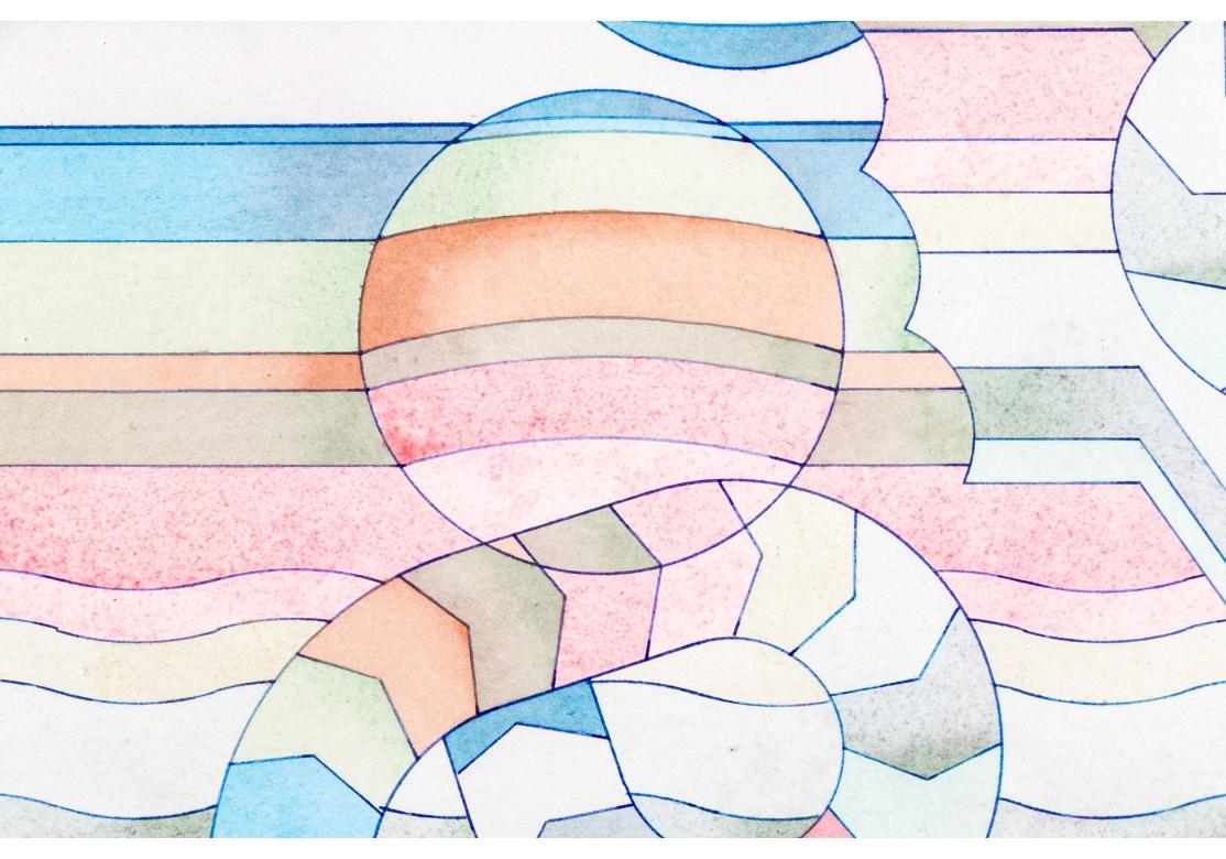 Richard D. Rush MCM Geometrisches Aquarell mit dem Titel Sees And Madders, Richard D. Rush im Angebot 2
