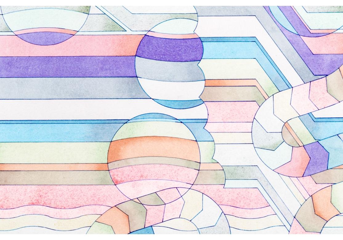 Richard D. Rush MCM Geometrisches Aquarell mit dem Titel Sees And Madders, Richard D. Rush im Angebot 3