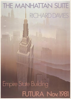 Vintage 1981 After Richard Davies 'Empire State Building' Brown, Gray USA Offset 