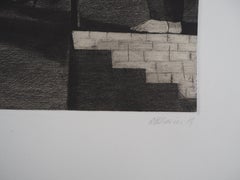 Alla stazione ferroviaria - Acquaforte originale firmata a mano - Tiratura limitata a 50 copie