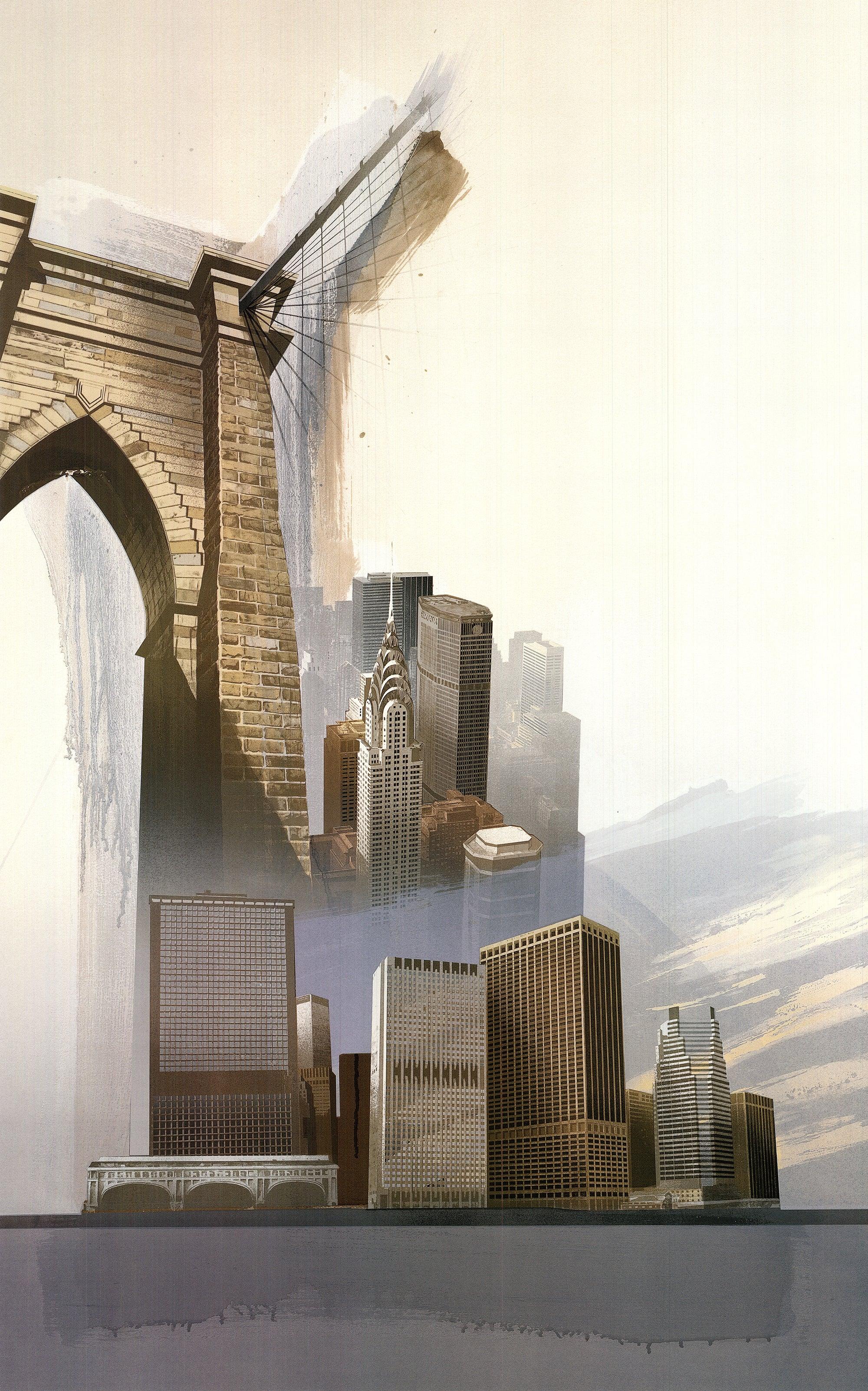 Lithographie offset Brooklyn Bridge de Richard Davies, 1999 en vente 1