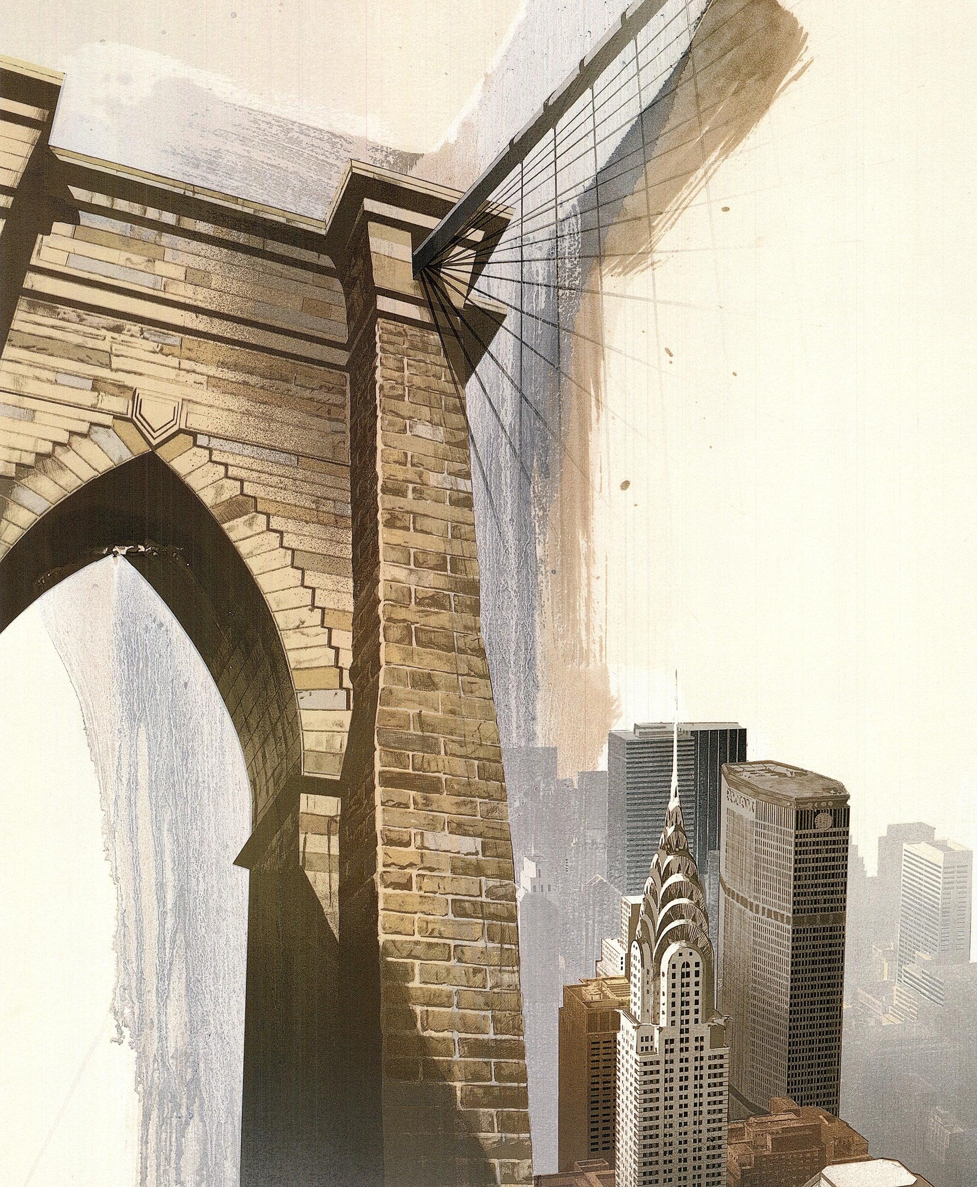 Lithographie offset Brooklyn Bridge de Richard Davies, 1999 en vente 2