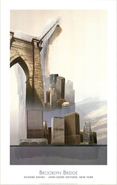 Vintage Richard Davies 'Brooklyn Bridge' 1999- Offset Lithograph