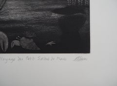 Small Soldier Travelling in a Fish - Original Handsigned Etching - Ltd 60 copies