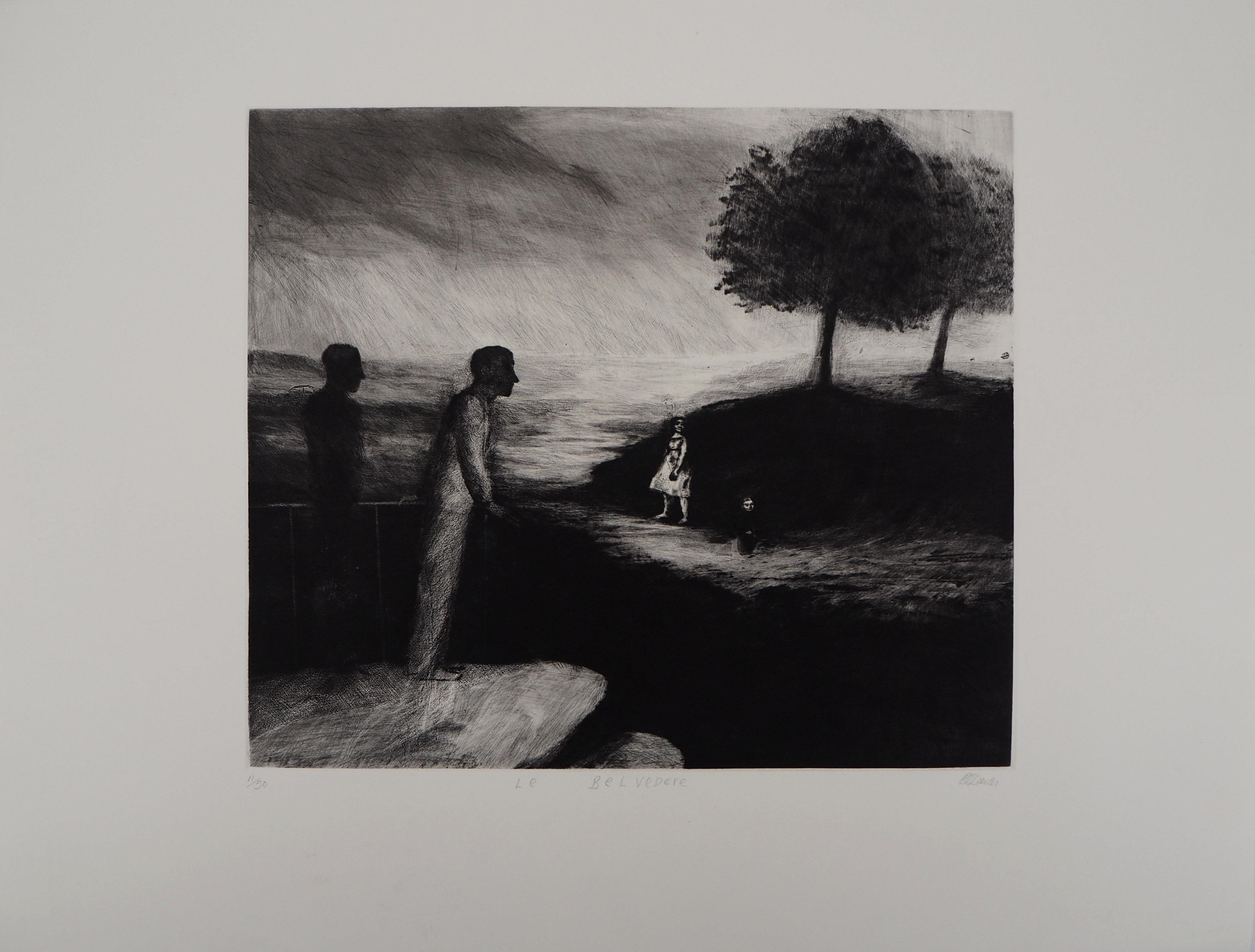 Richard Davies Landscape Print – The Belvedere - Original handsignierte Radierung - Limitierte 50 Exemplare
