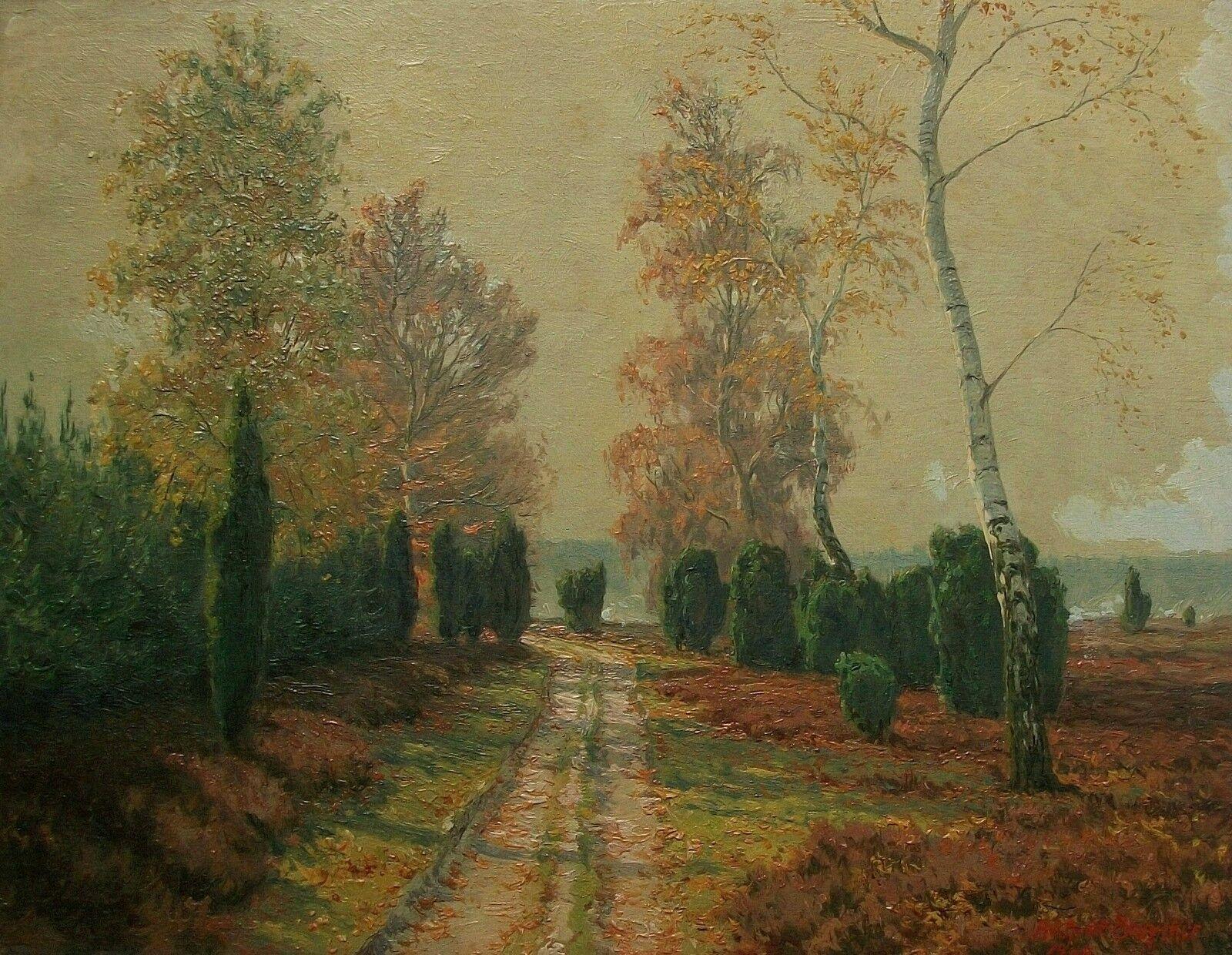 Richard De Bruycker (1884-1948) - 'Matin d'automne' (Parc naturel protégé) - Belle peinture à l'huile impressionniste allemande d'après-guerre sur panneau - réalisée au cours de la dernière année de la vie de l'artiste - signée et datée en bas à