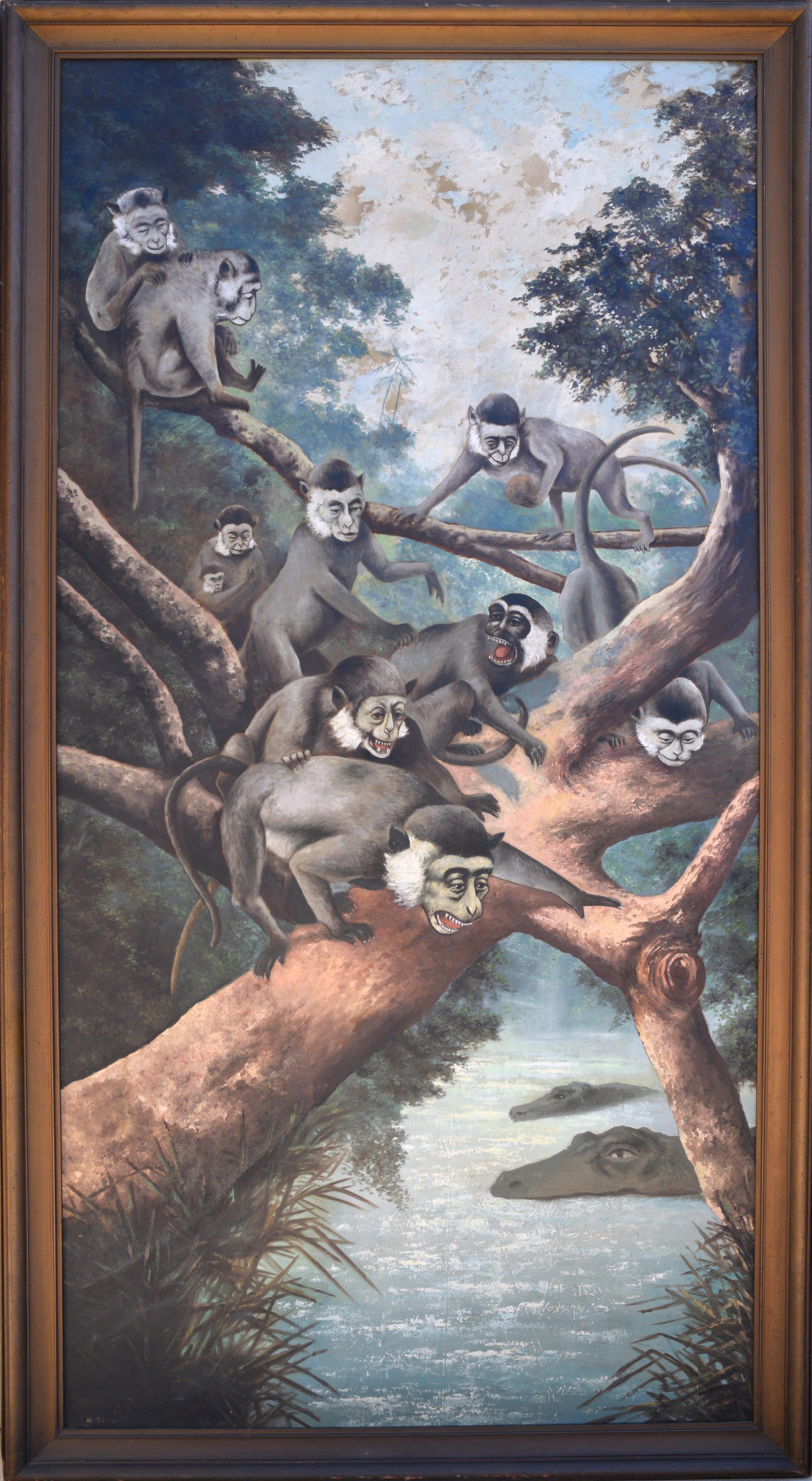 "Noah's Ark", Monkeys in Trees w. Crocodiles, Richard DeTreville 1924 San Mateo