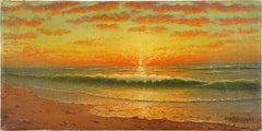 Santa Monica Sunset California Beach Scene Panoramic Seascape Oil Painting