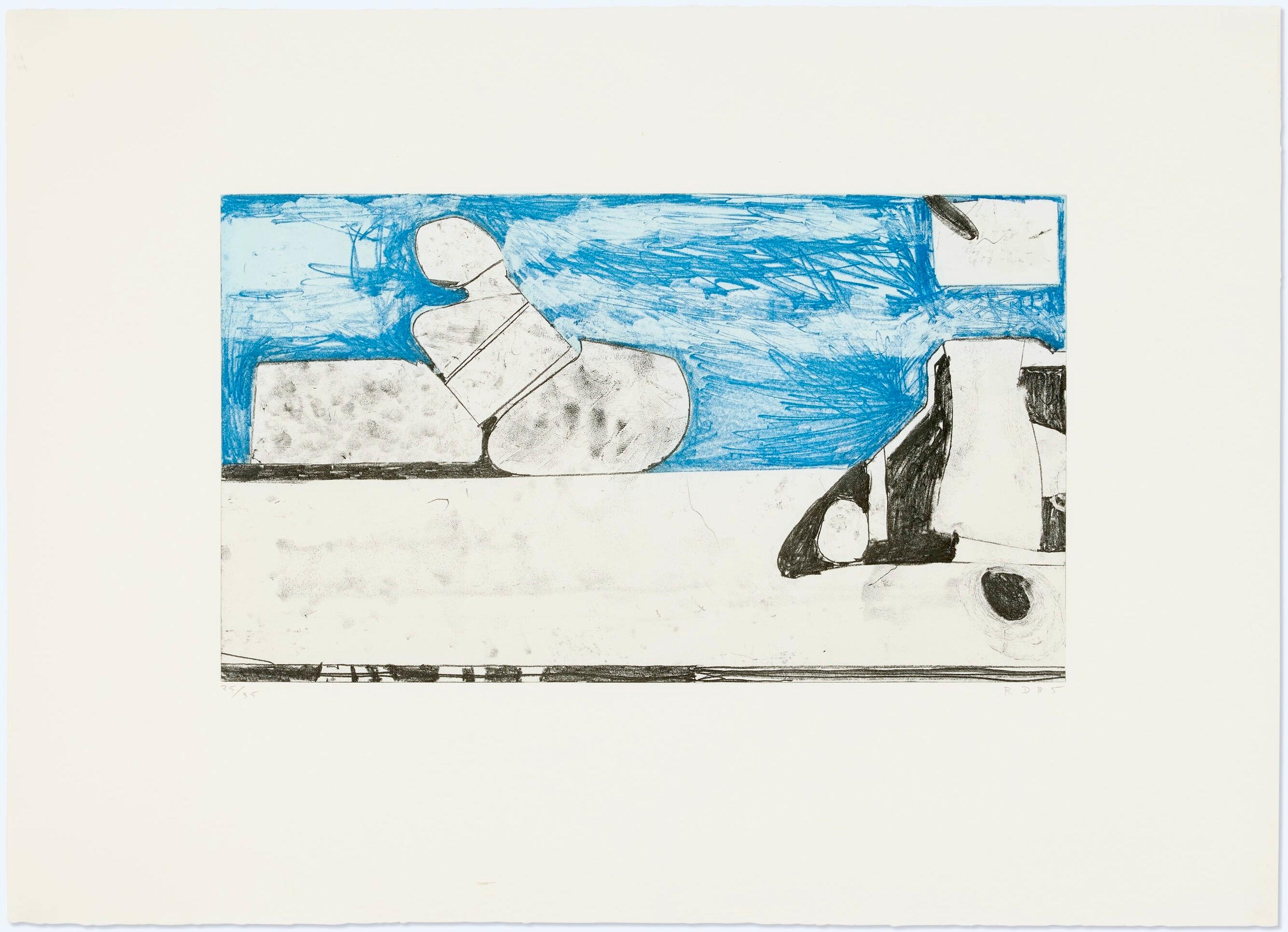 Abstract Print di Richard Diebenkorn - Sfondo morbido blu