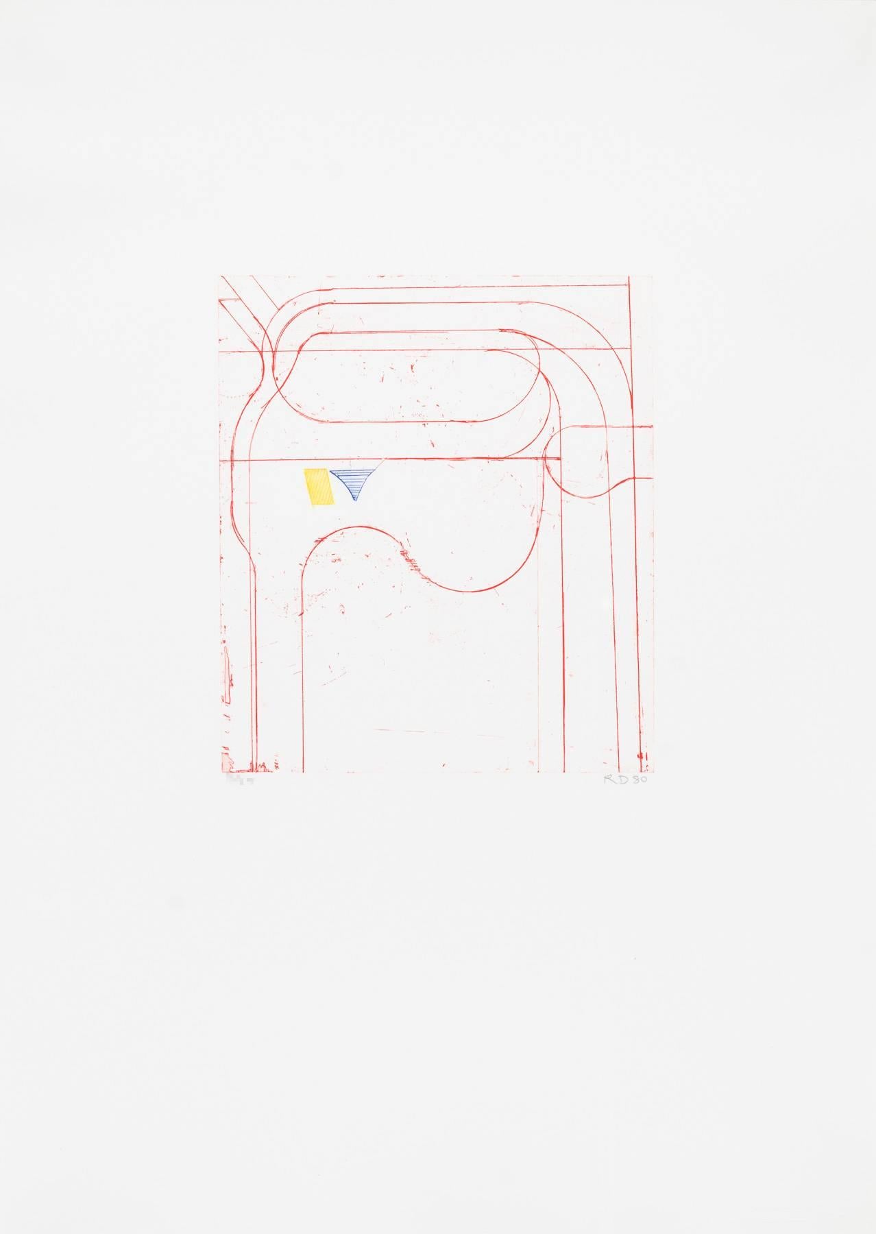 Richard Diebenkorn Abstract Print - Construct (Red)