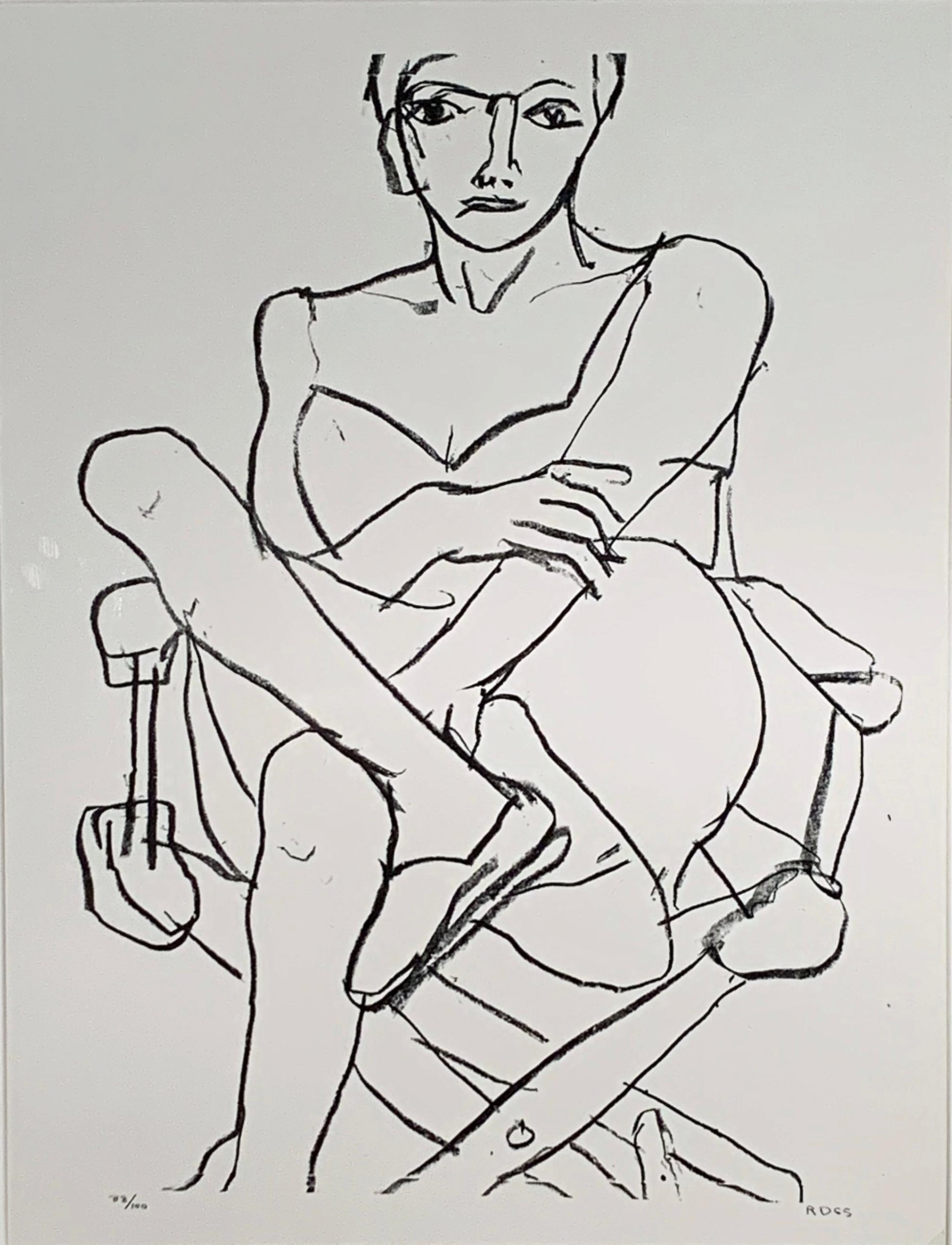 Richard Diebenkorn Figurative Print – SITZEND NACKT IN EINEM HEMD