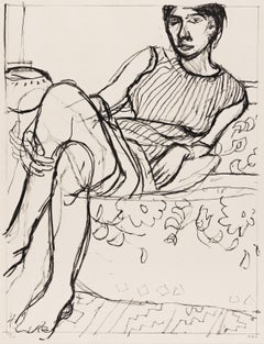 Seated Woman in a Striped Dress