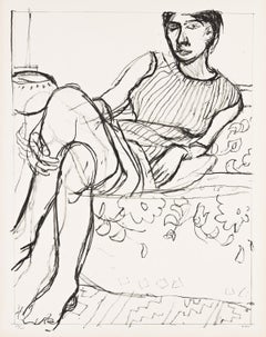 Seated Woman in a Striped Dress