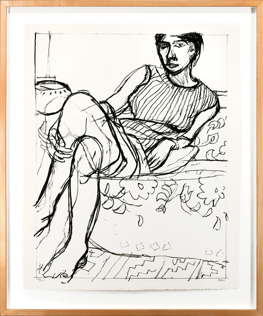 Sitzende Frau in gestreiftem Kleid, aus der Serie „Sitzende Frau“ – Print von Richard Diebenkorn
