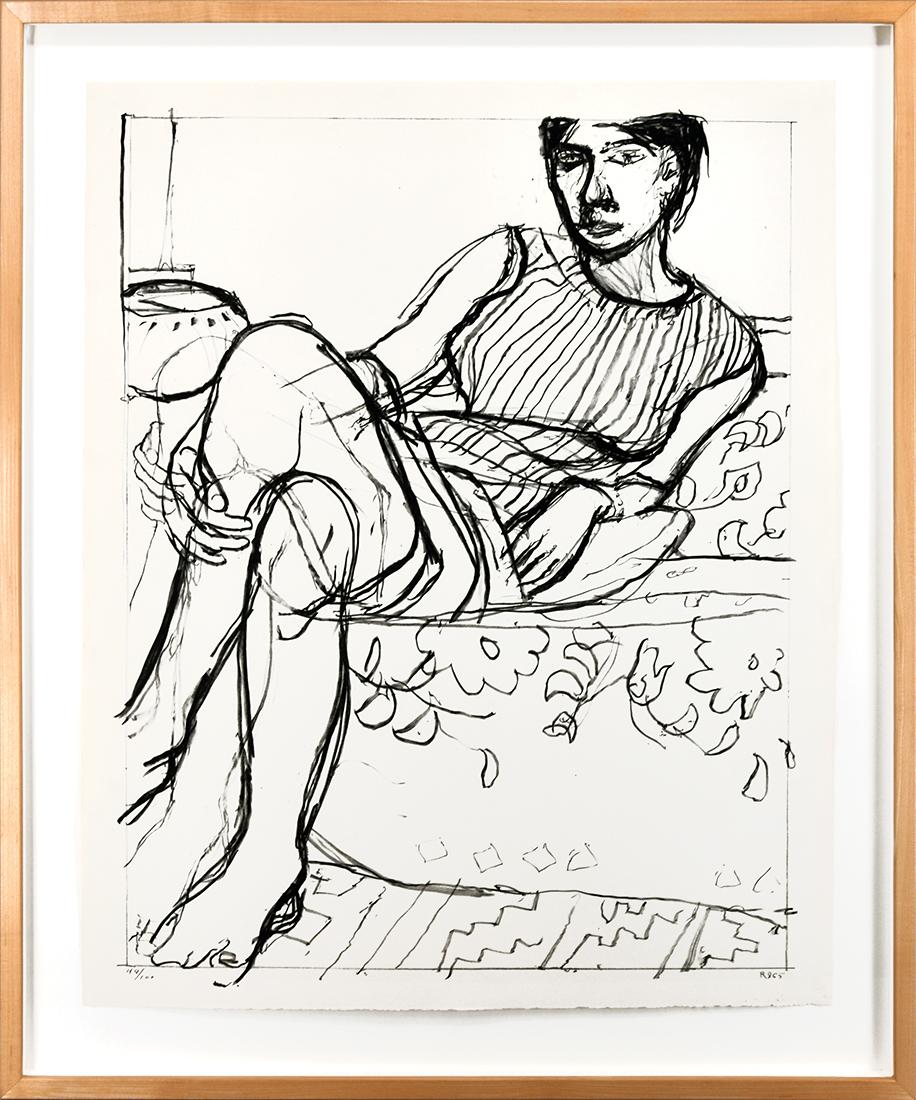 Donna seduta con abito a righe, dalla serie Seated Woman (Donna seduta) - Print di Richard Diebenkorn
