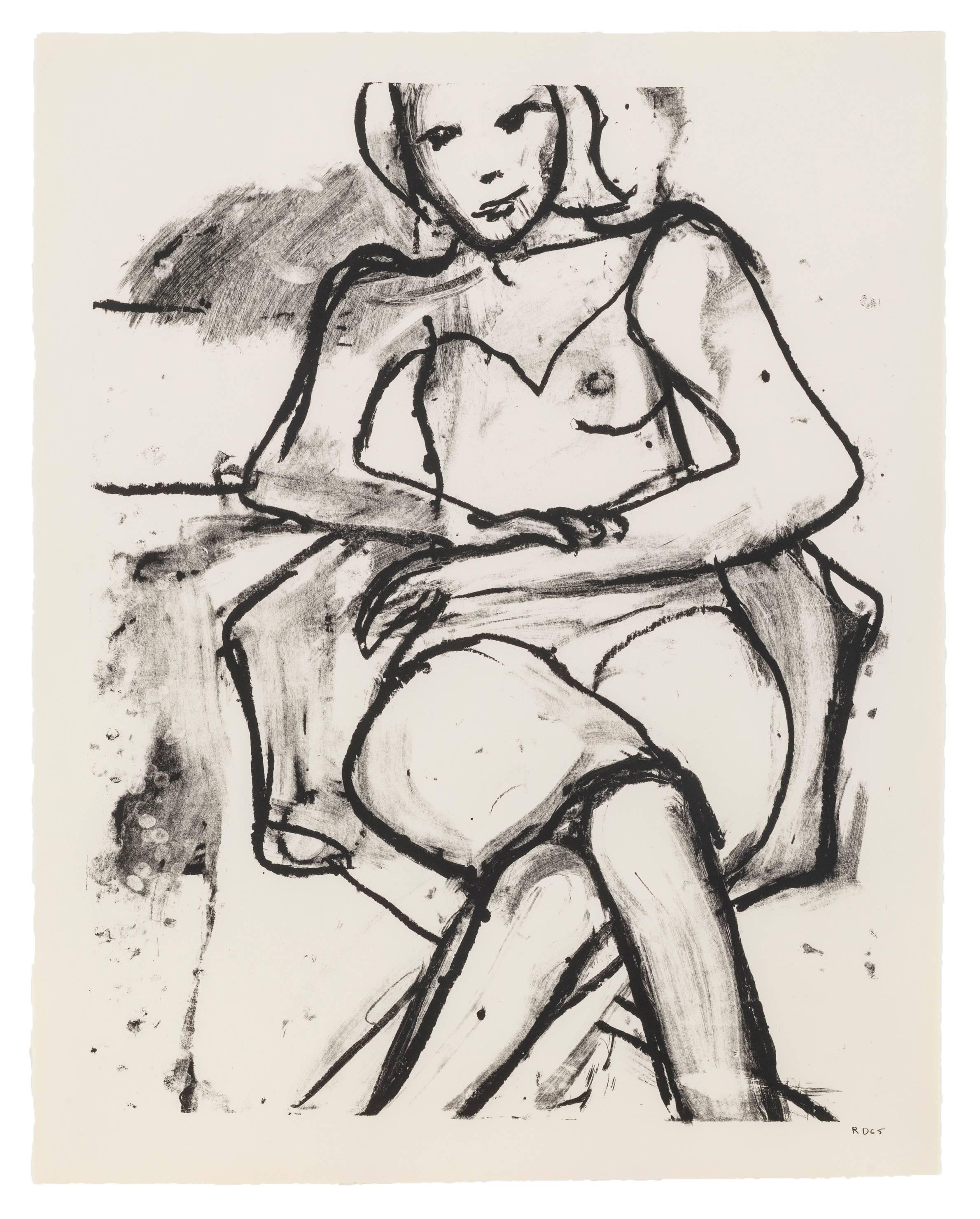 Richard Diebenkorn Portrait Print - Seated Woman with Hands Crossed