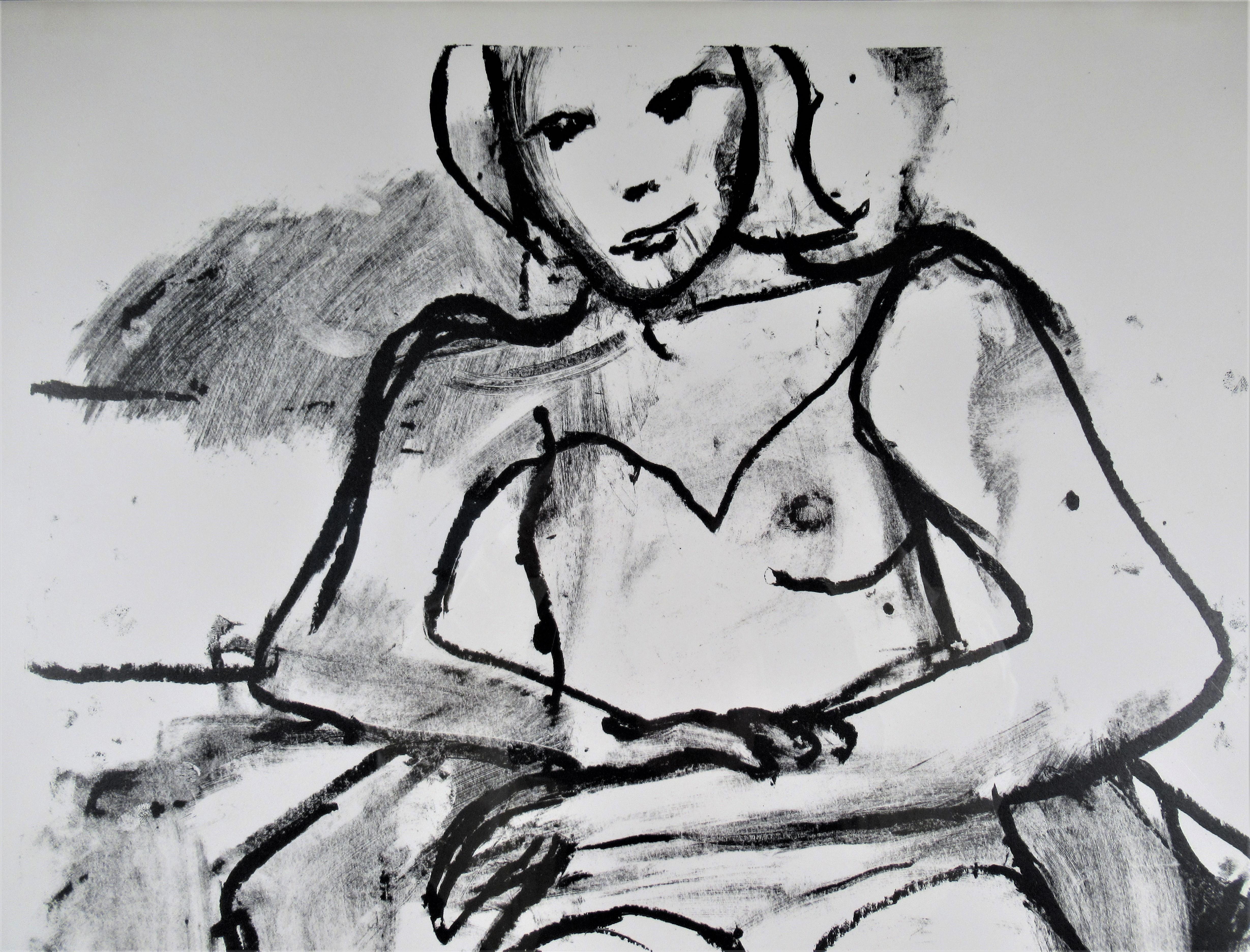 Sitzende Frau (mit gekreuzten Beinen und Armen)  (Abstrakter Expressionismus), Print, von Richard Diebenkorn