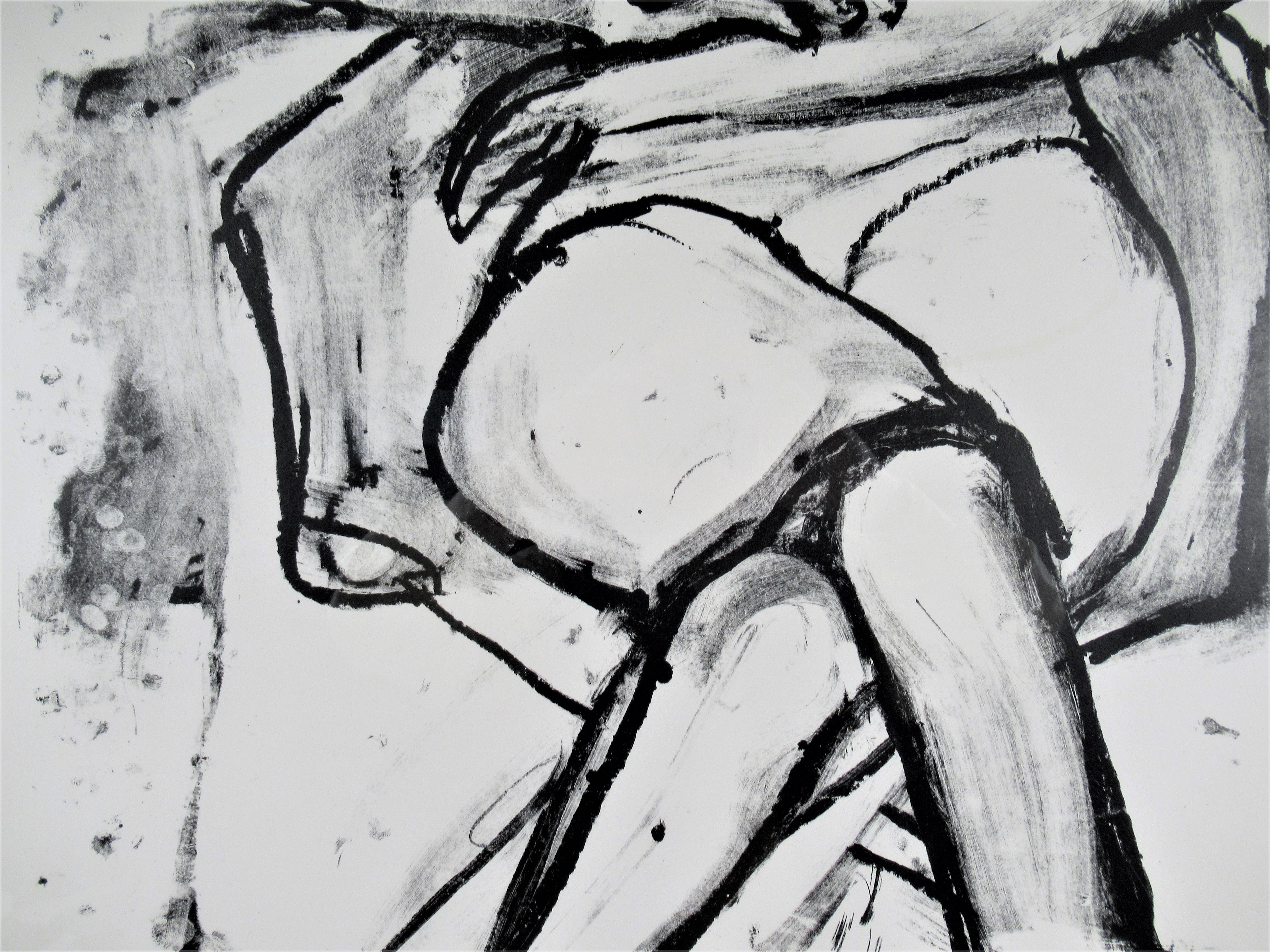 Sitzende Frau (mit gekreuzten Beinen und Armen)  (Grau), Figurative Print, von Richard Diebenkorn