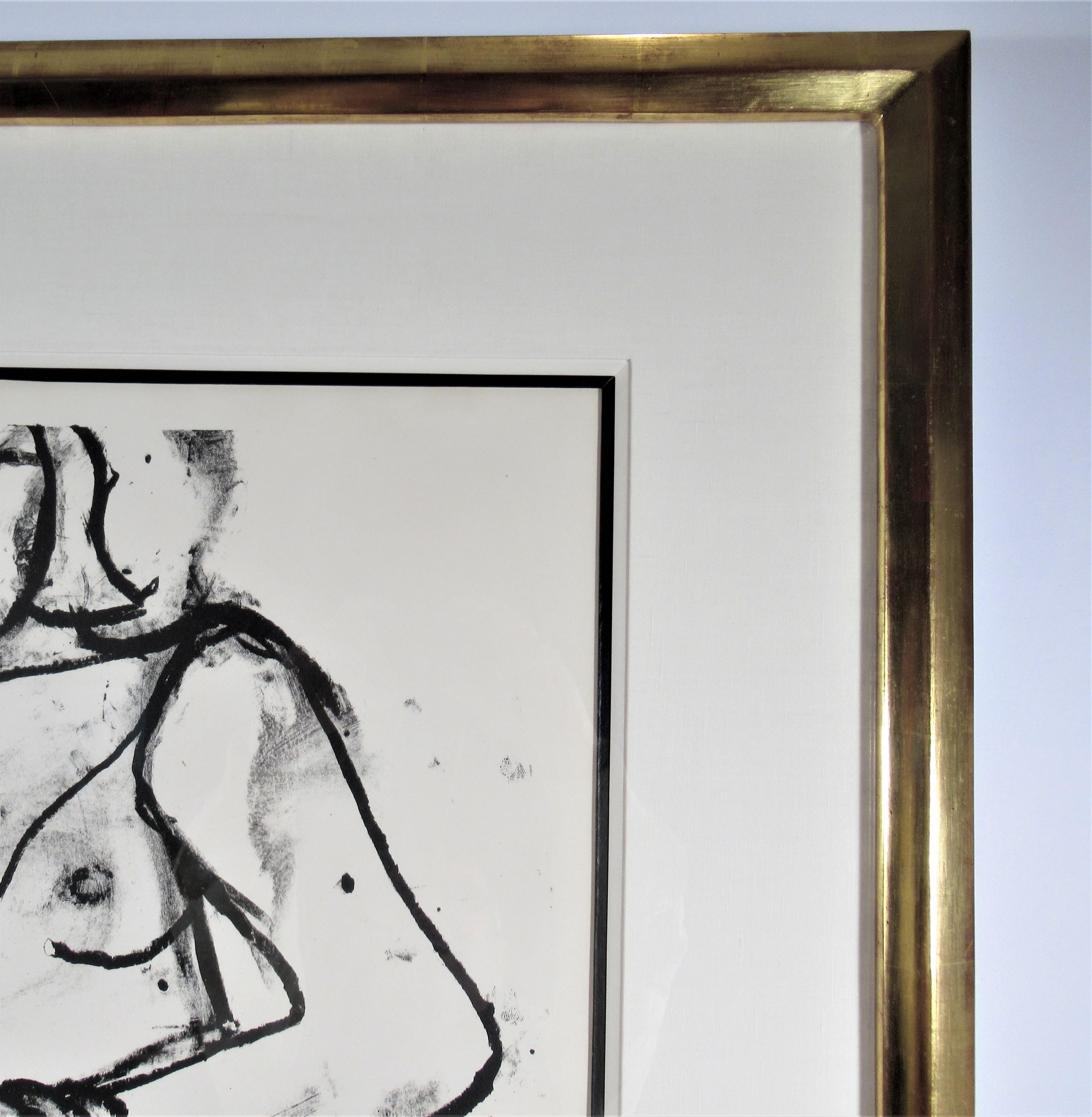 Seated Woman (With Legs and Arms Crossed) - Gray Figurative Print by Richard Diebenkorn
