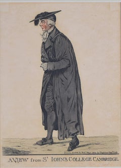 Antique A View from St John's College, Cambridge (1809), engraving by Richard Dighton