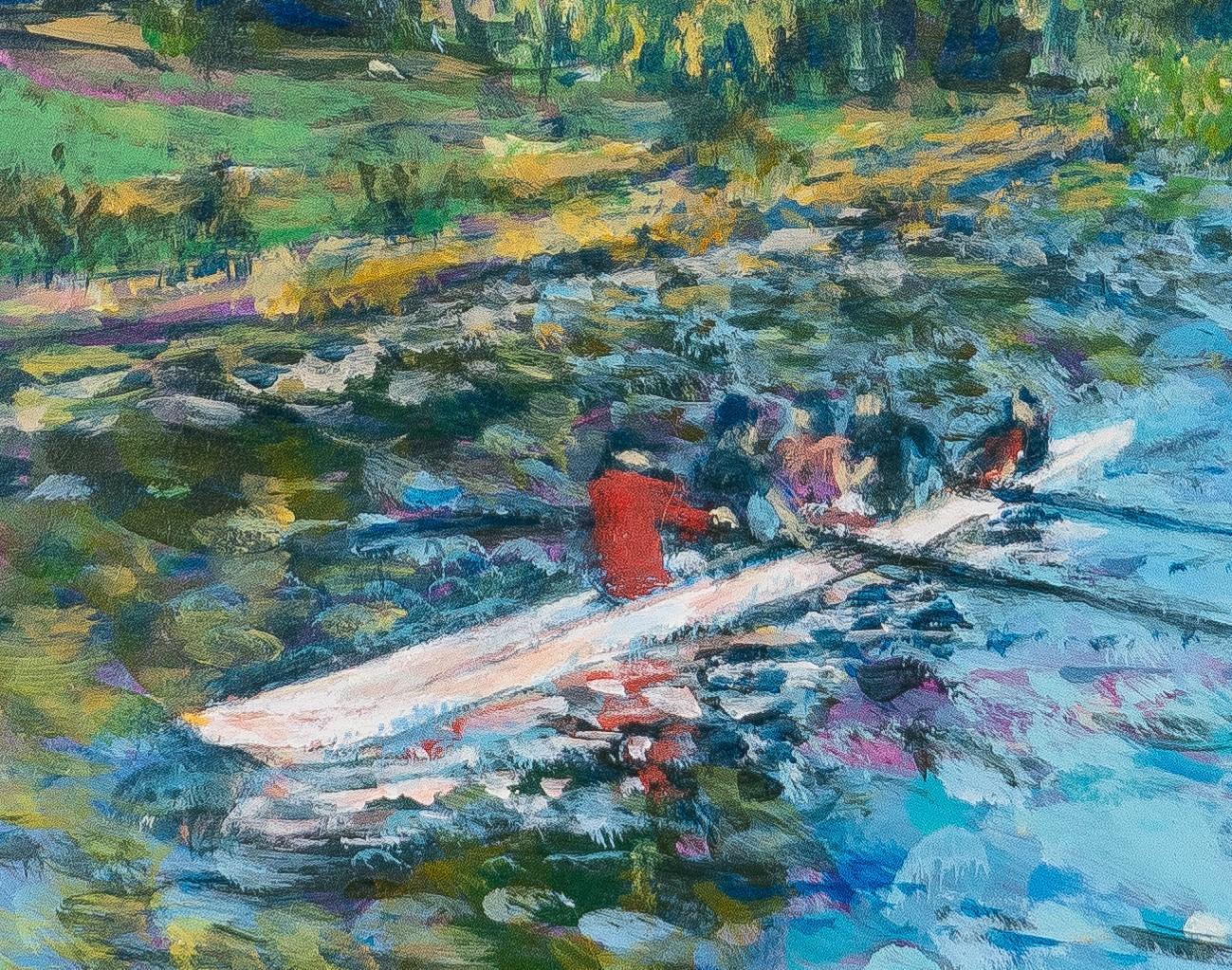 Navegando por el Támesis - Río Támesis Pintura impresionista de Oxford - Painting de Richard Drew Wortzel