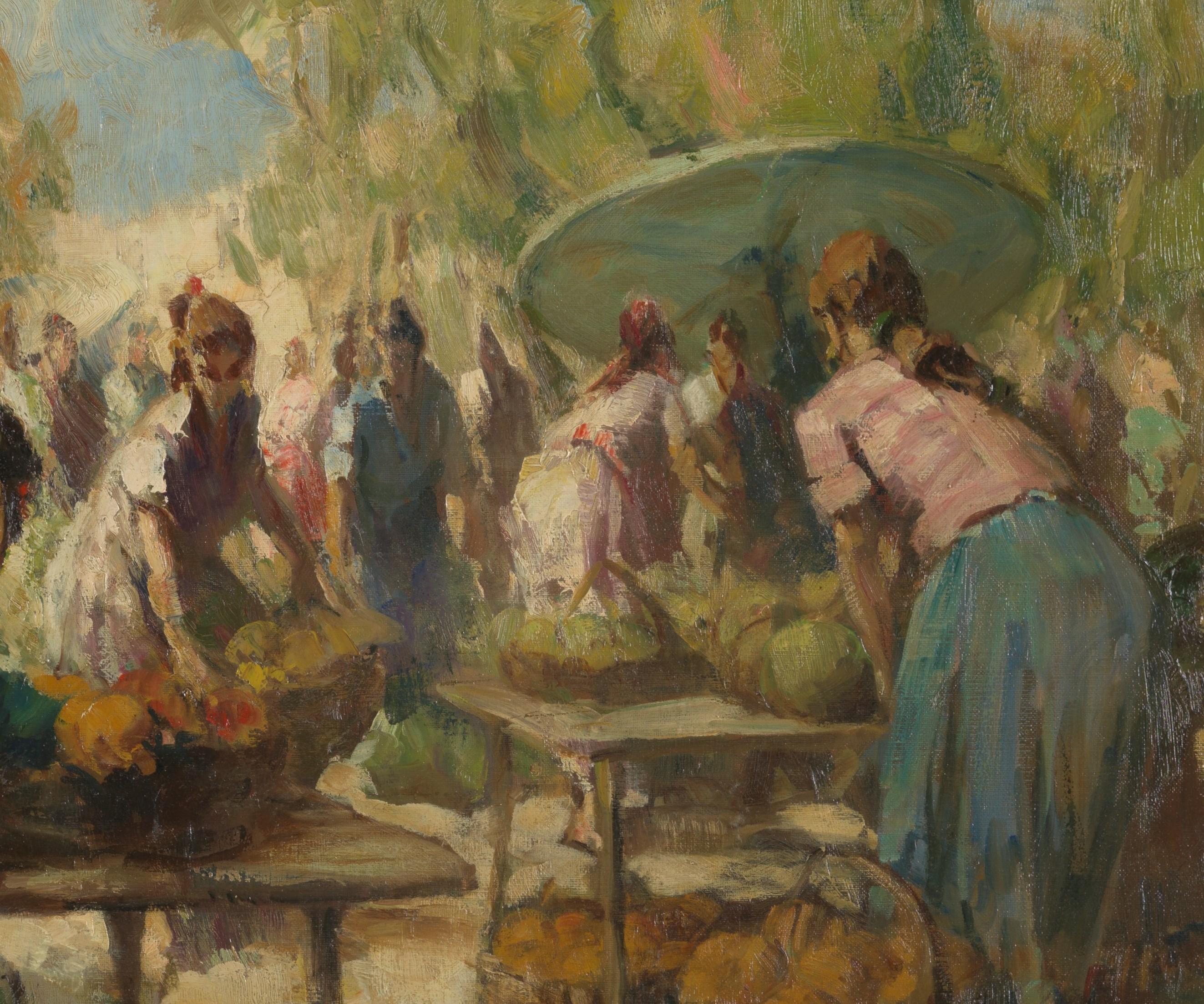 Richard Durando-Togo ''1910- ?'', Women at the Market, gerahmt, signiert im Zustand „Gut“ im Angebot in Leuven , BE