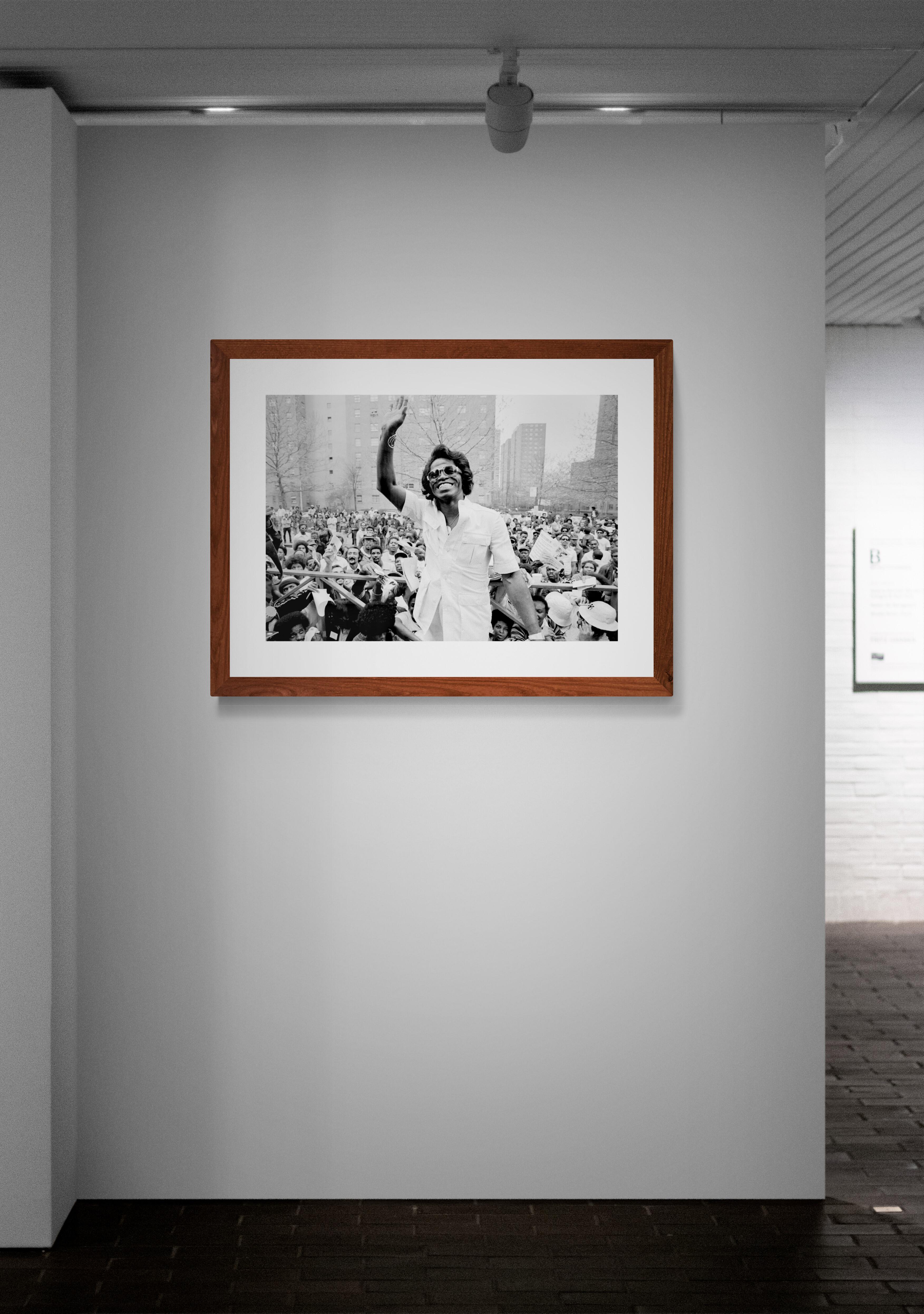 Title: James Brown #1 Photo
Artist: Richard E. Aaron
Estate Edition: Hand numbered with estate chop mark in the margin, signature stamp on verso, archival pigment print on Hahnemühle Photo Rag Pearl, 100% cotton paper fine art paper. Authorized
