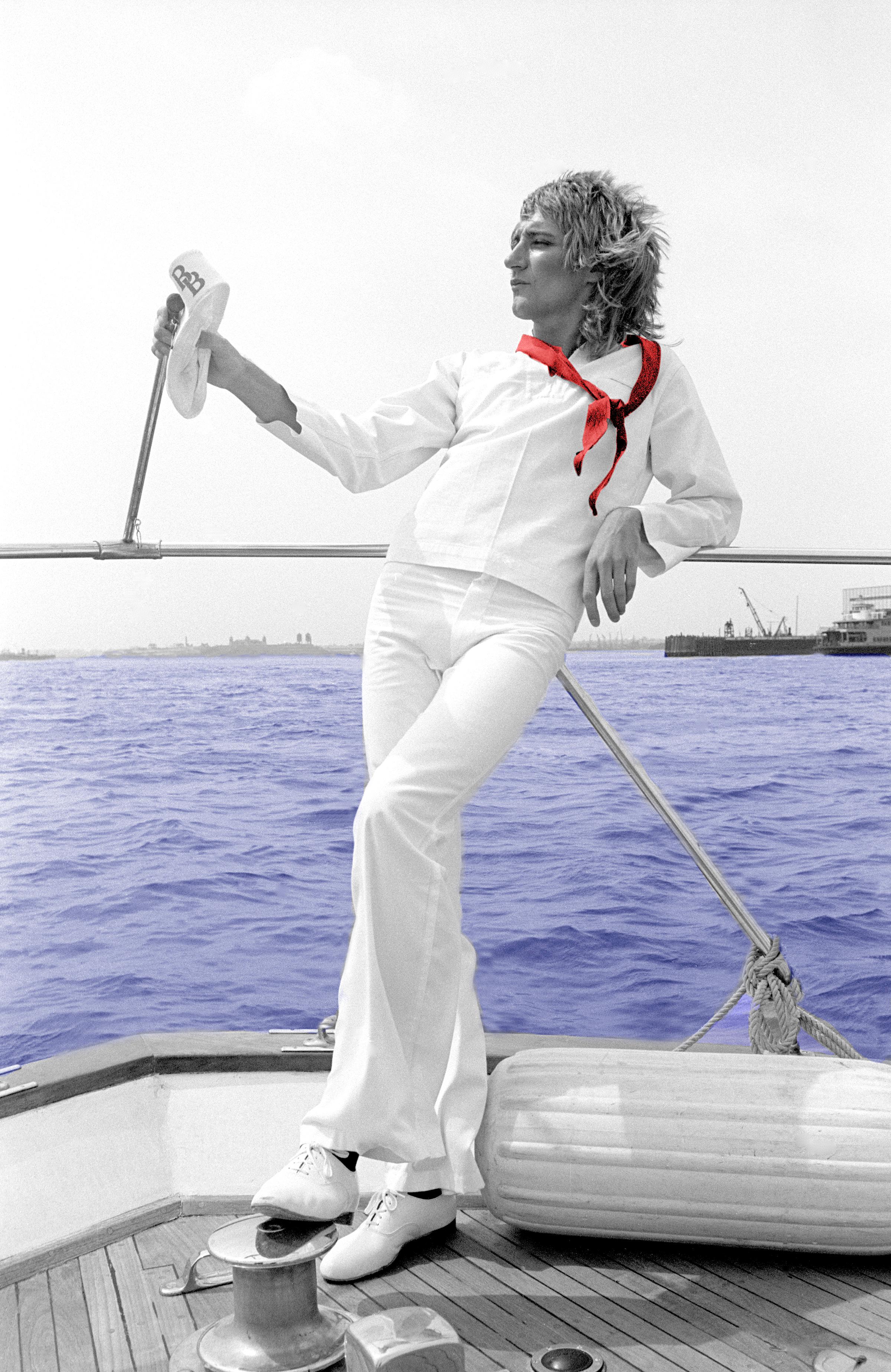 Richard E. Aaron Color Photograph - Rod Stewart - On a Boat