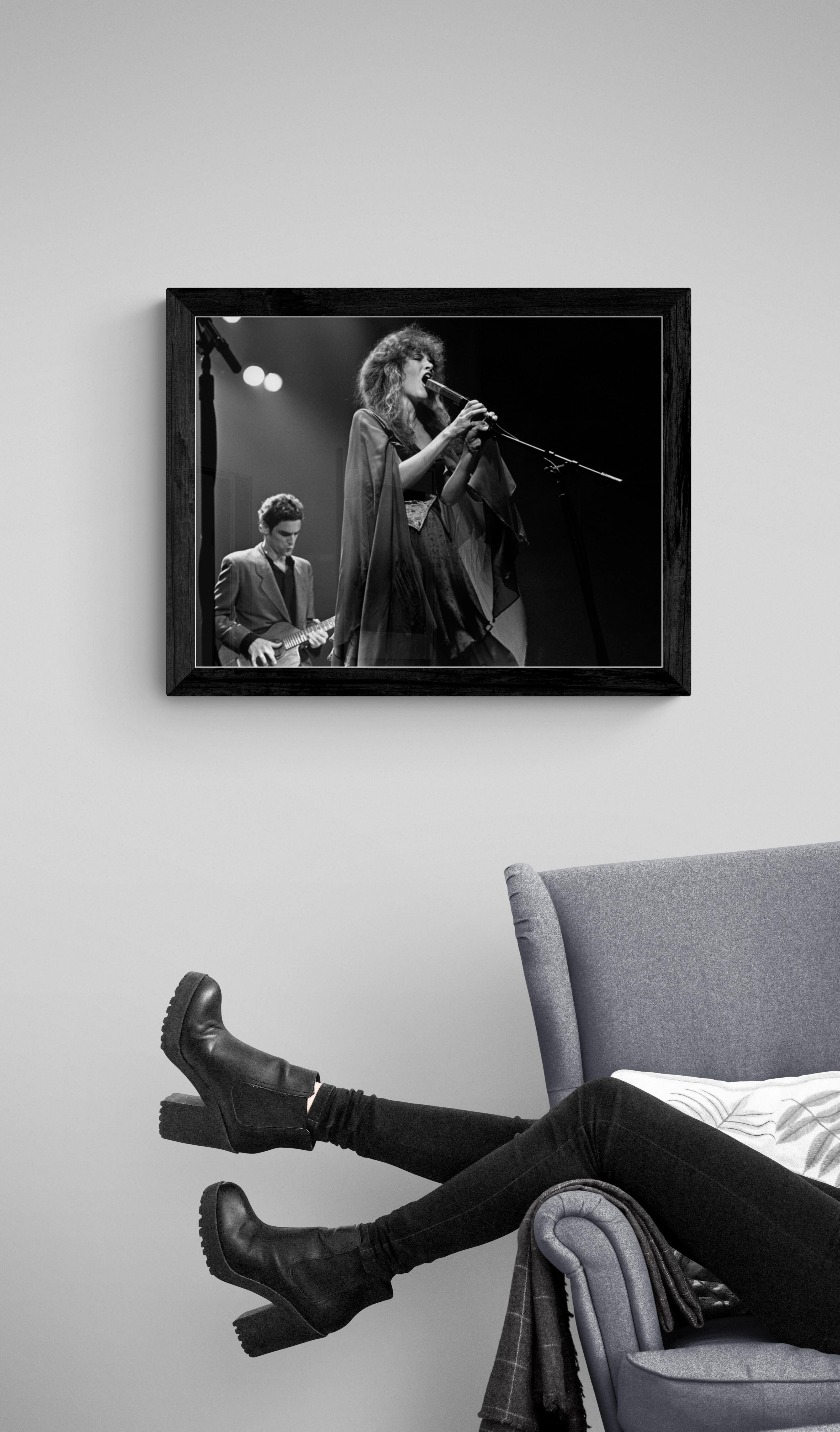 Stevie Nicks #6 - Black Black and White Photograph by Richard E. Aaron