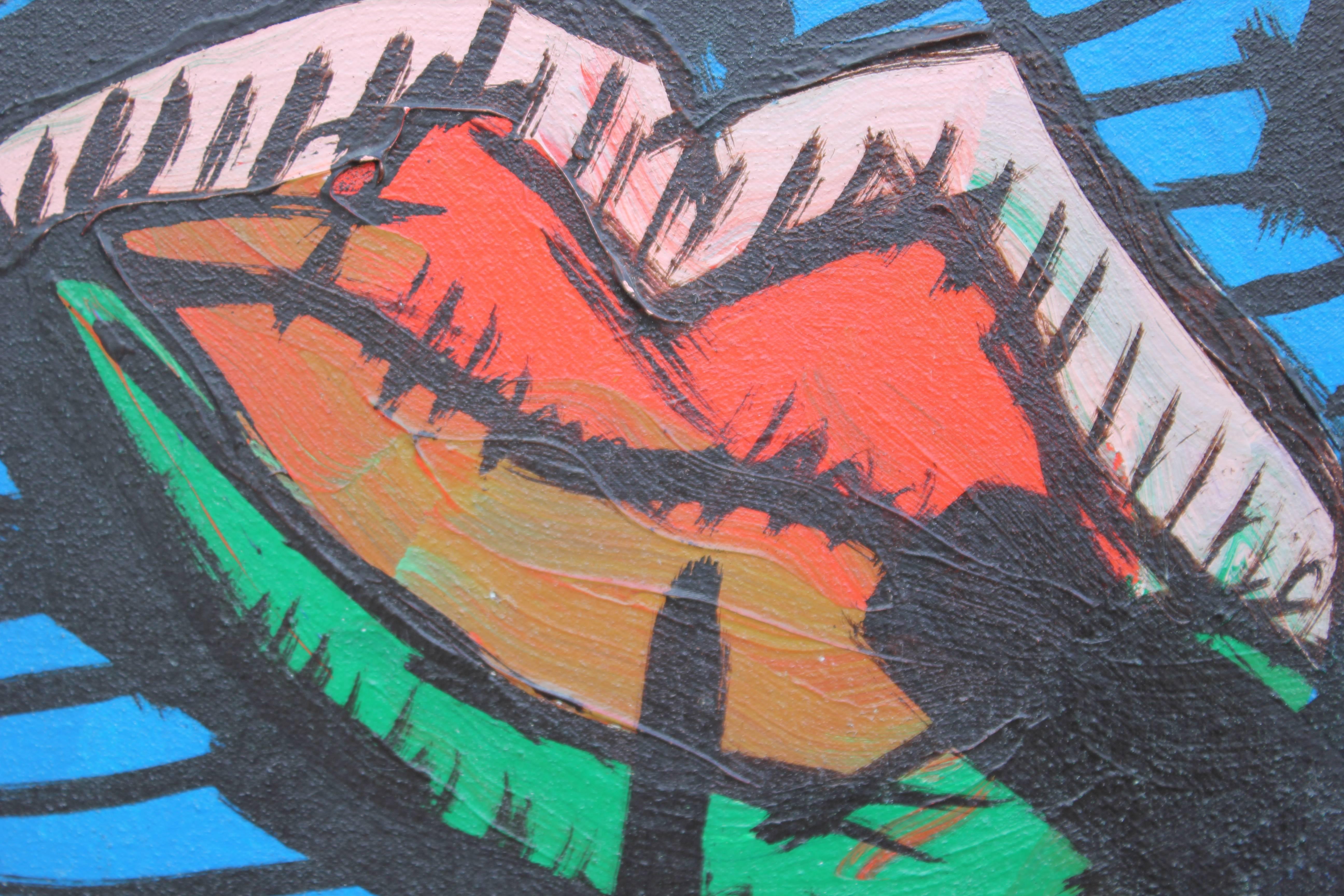 Grande astratto surreale di Richard Fluhr - Painting di Richard E. Fluhr