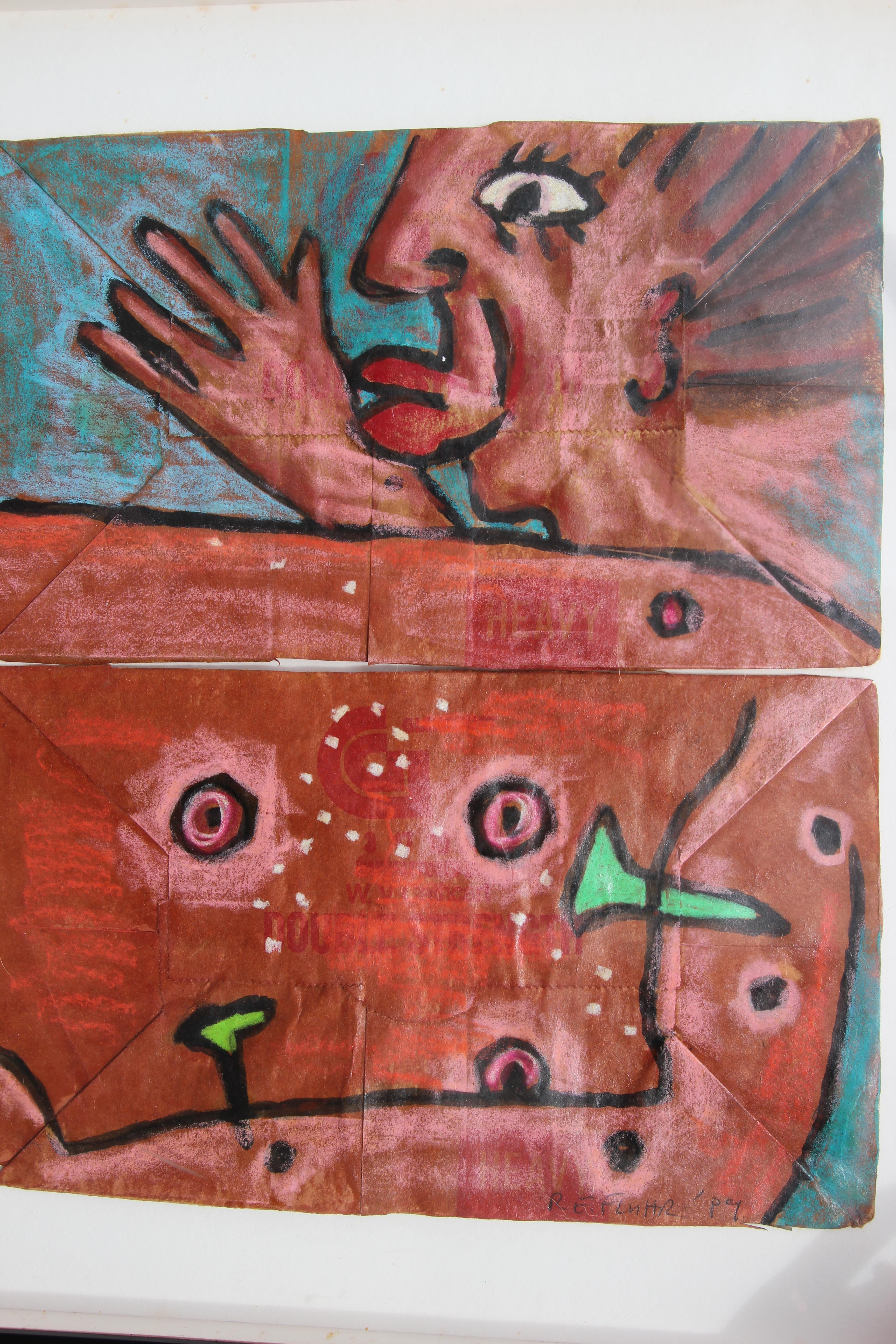 Senza titolo Astratto Stile Cubista Figurativo - Figurative Painting Marrone di Richard E. Fluhr