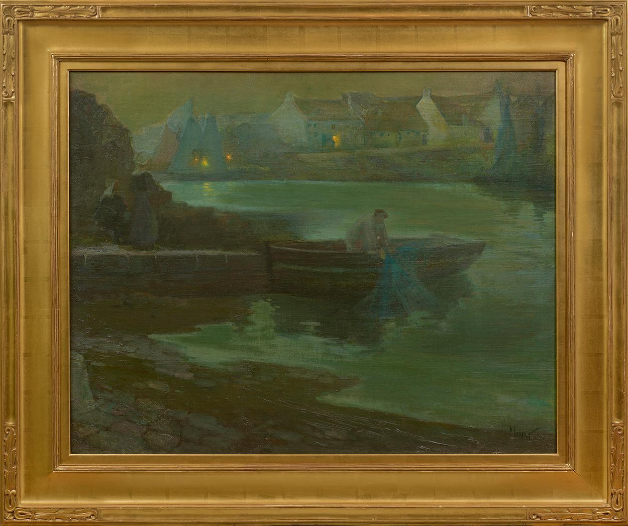 River Fishing  - Painting by Richard E. Miller
