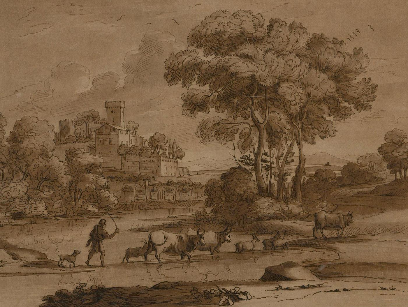 Richard Earlom after Claude Lorrain - 1775 Mezzotint, Driving Cattle For Sale 1