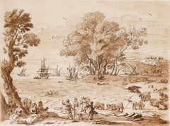 Richard Earlom d'après Claude Lorrain - Gravure sur cuivre de 1776, « L'enlèvement d'Europe »