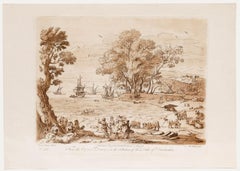 Richard Earlom d'après Claude Lorrain - Gravure sur cuivre de 1776, « L'enlèvement d'Europe »