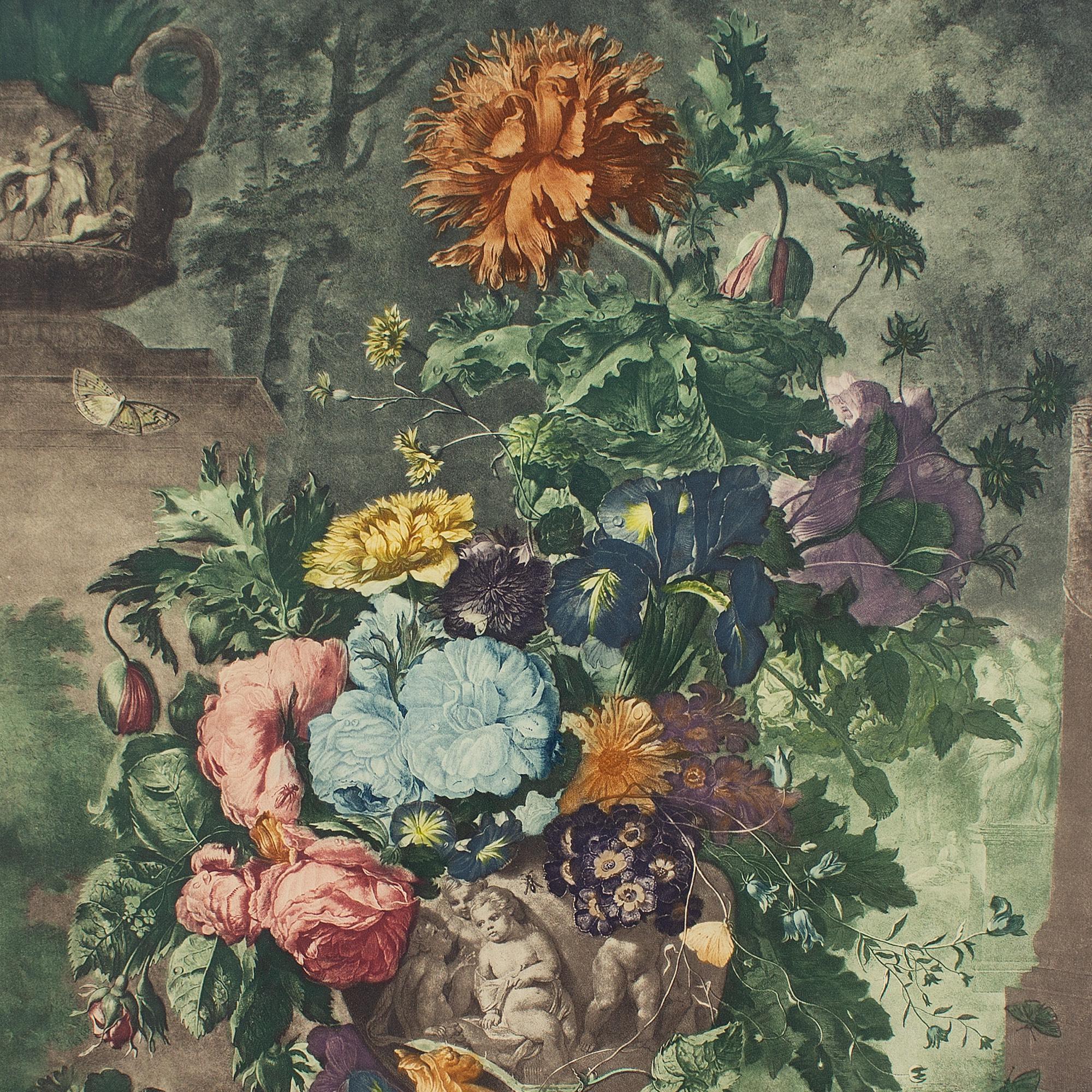 Richard Earlom Después de Jan Van Huysum, Naturaleza muerta con flores 4