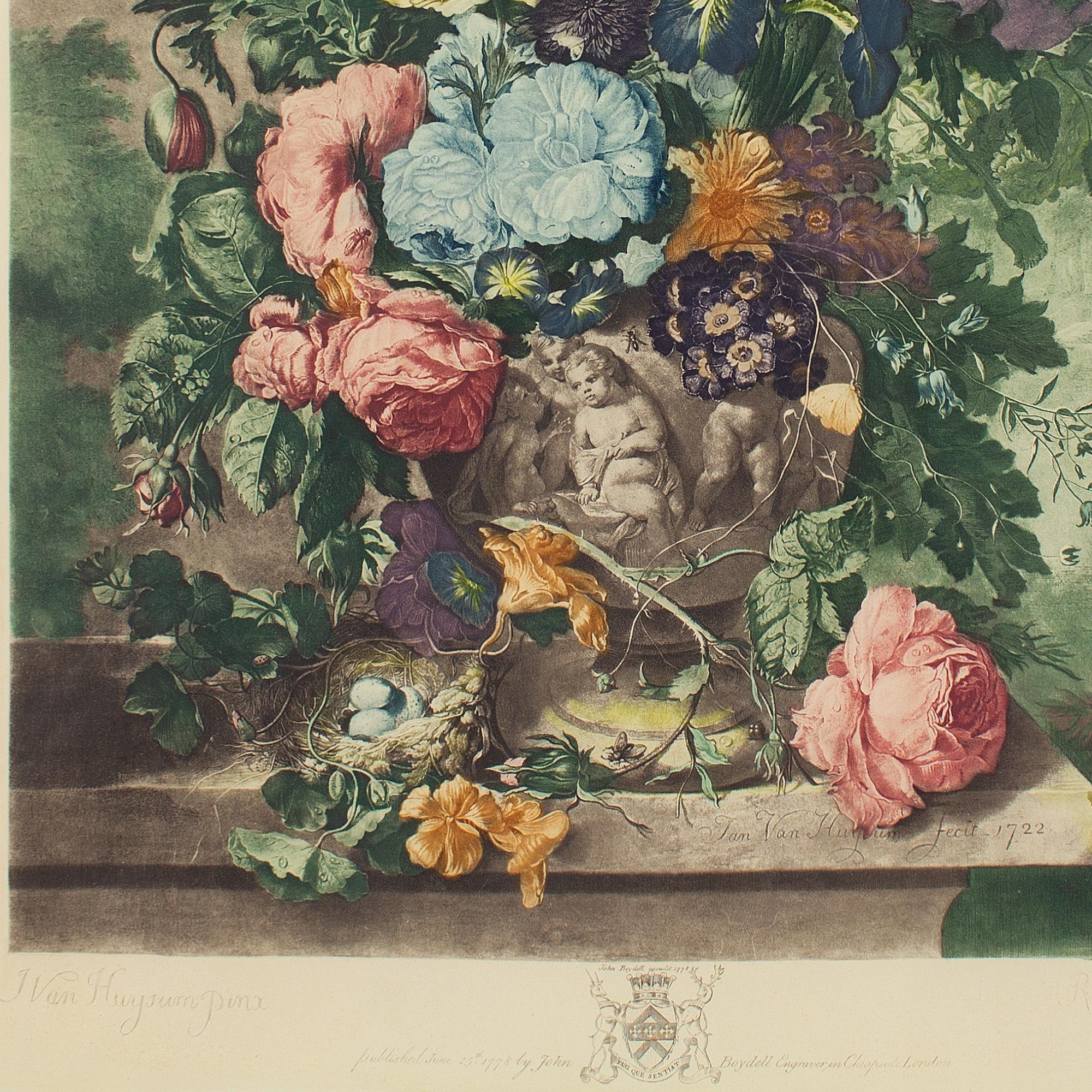 Richard Earlom Después de Jan Van Huysum, Naturaleza muerta con flores 6